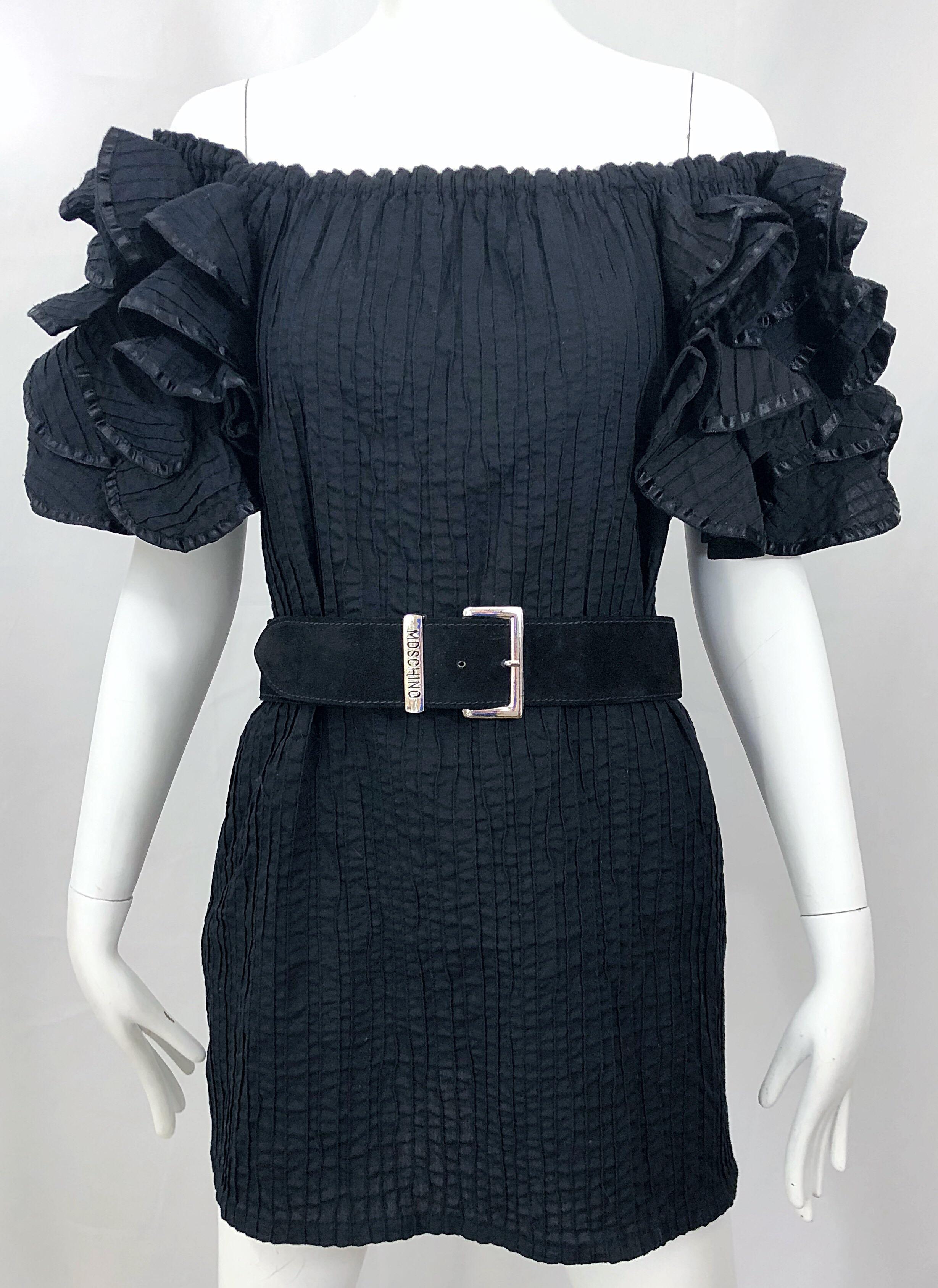 Rare Tachi Castillo for Pan American 1960s Black Mexican Cotton 60s Tunic Dress 2
