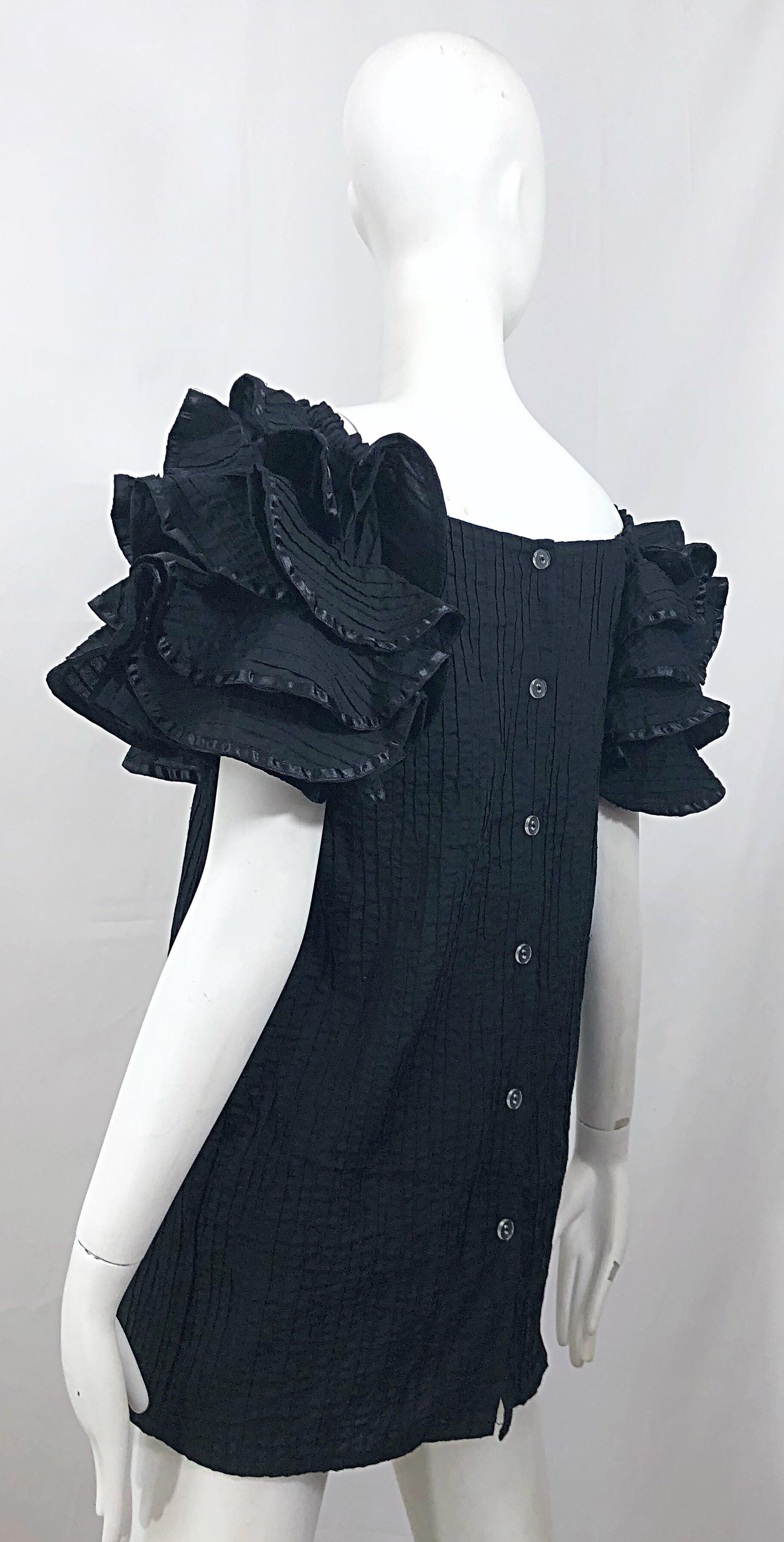 Rare Tachi Castillo for Pan American 1960s Black Mexican Cotton 60s Tunic Dress 3