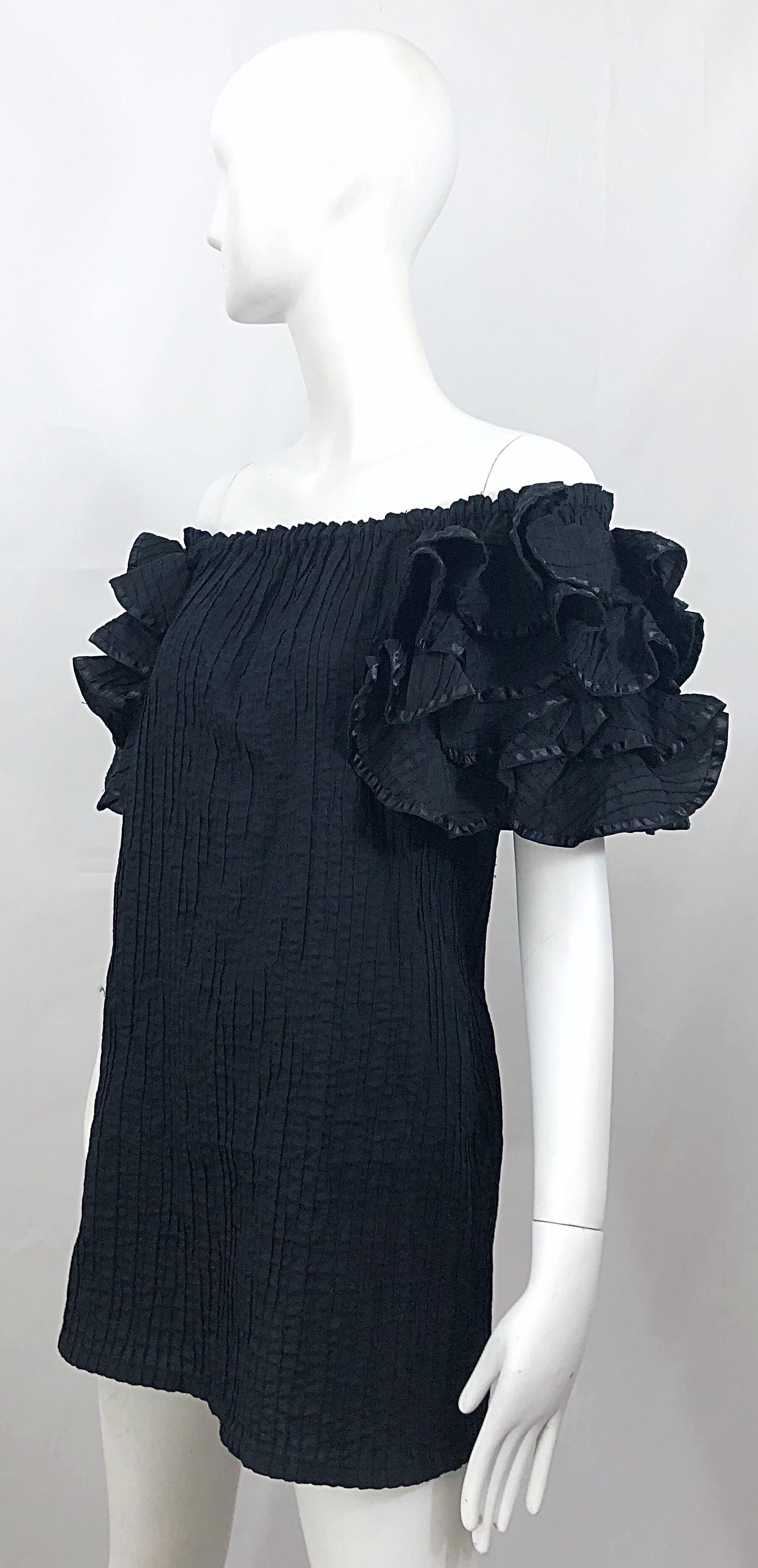 Rare Tachi Castillo for Pan American 1960s Black Mexican Cotton 60s Tunic Dress 4