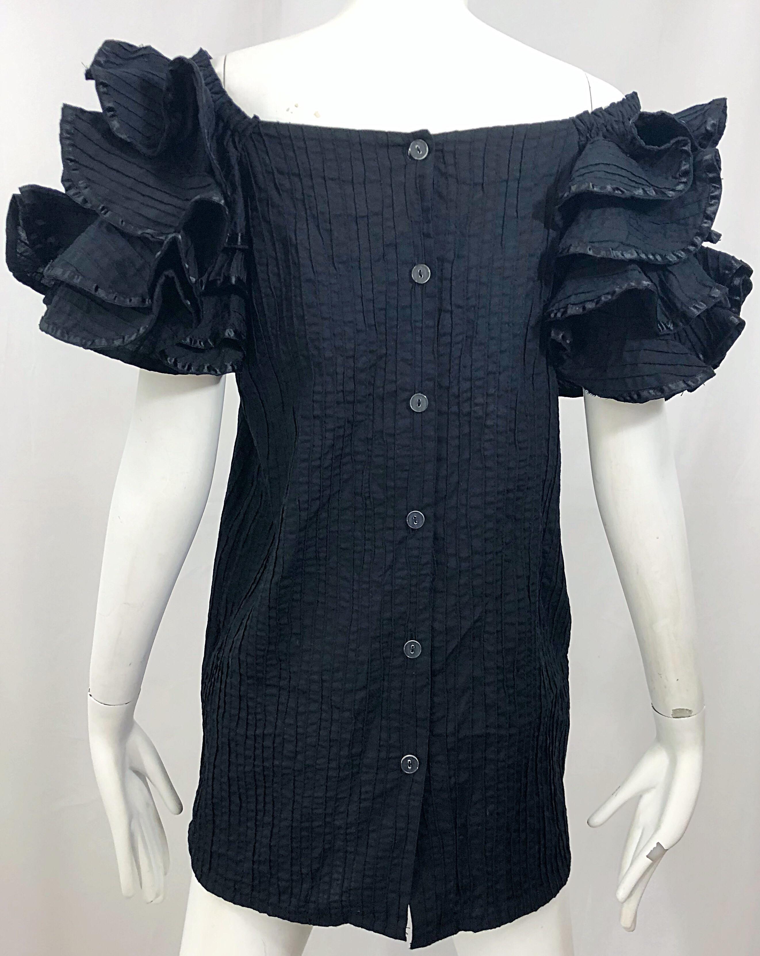 Rare Tachi Castillo for Pan American 1960s Black Mexican Cotton 60s Tunic Dress 5