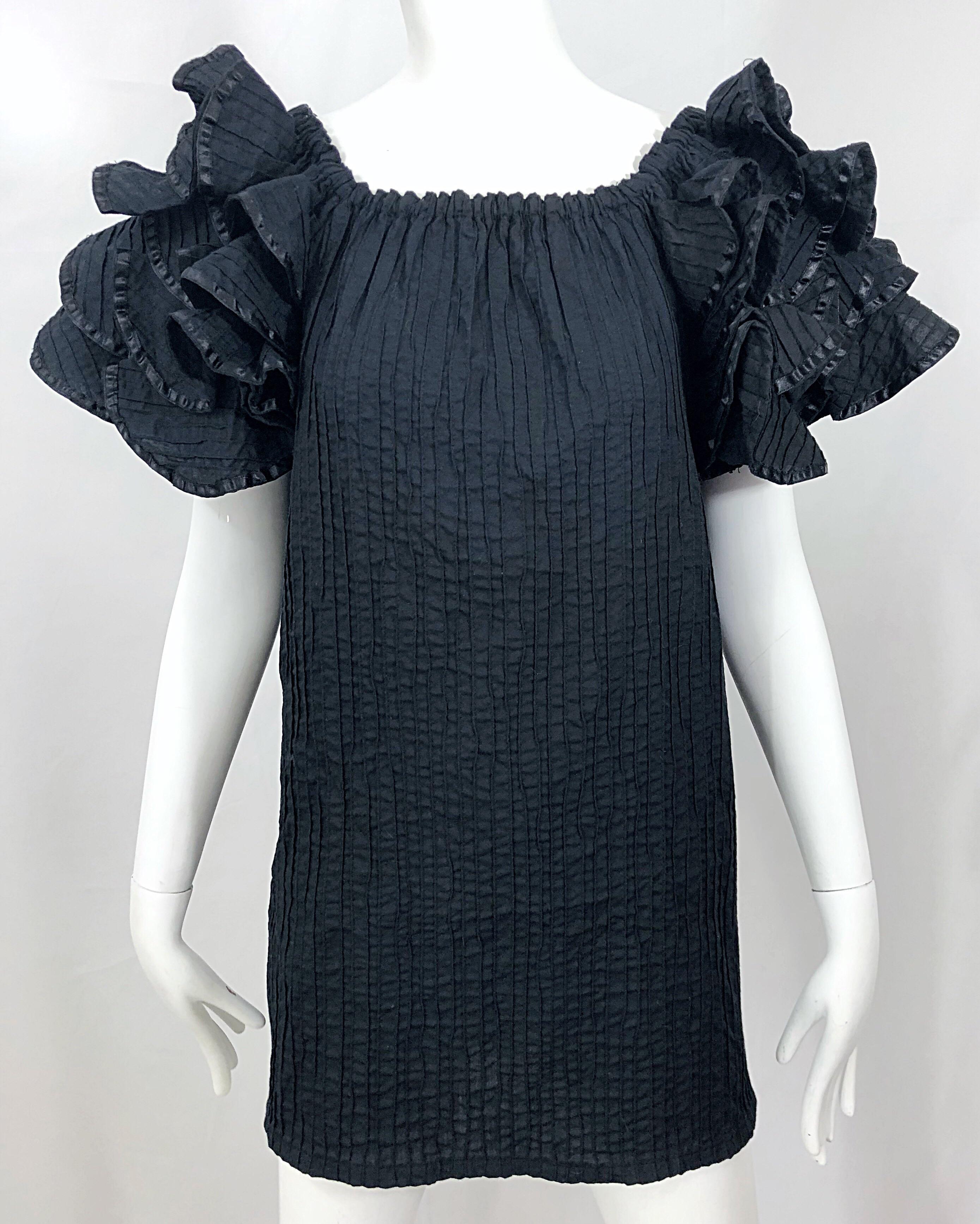 Rare Tachi Castillo for Pan American 1960s Black Mexican Cotton 60s Tunic Dress 7