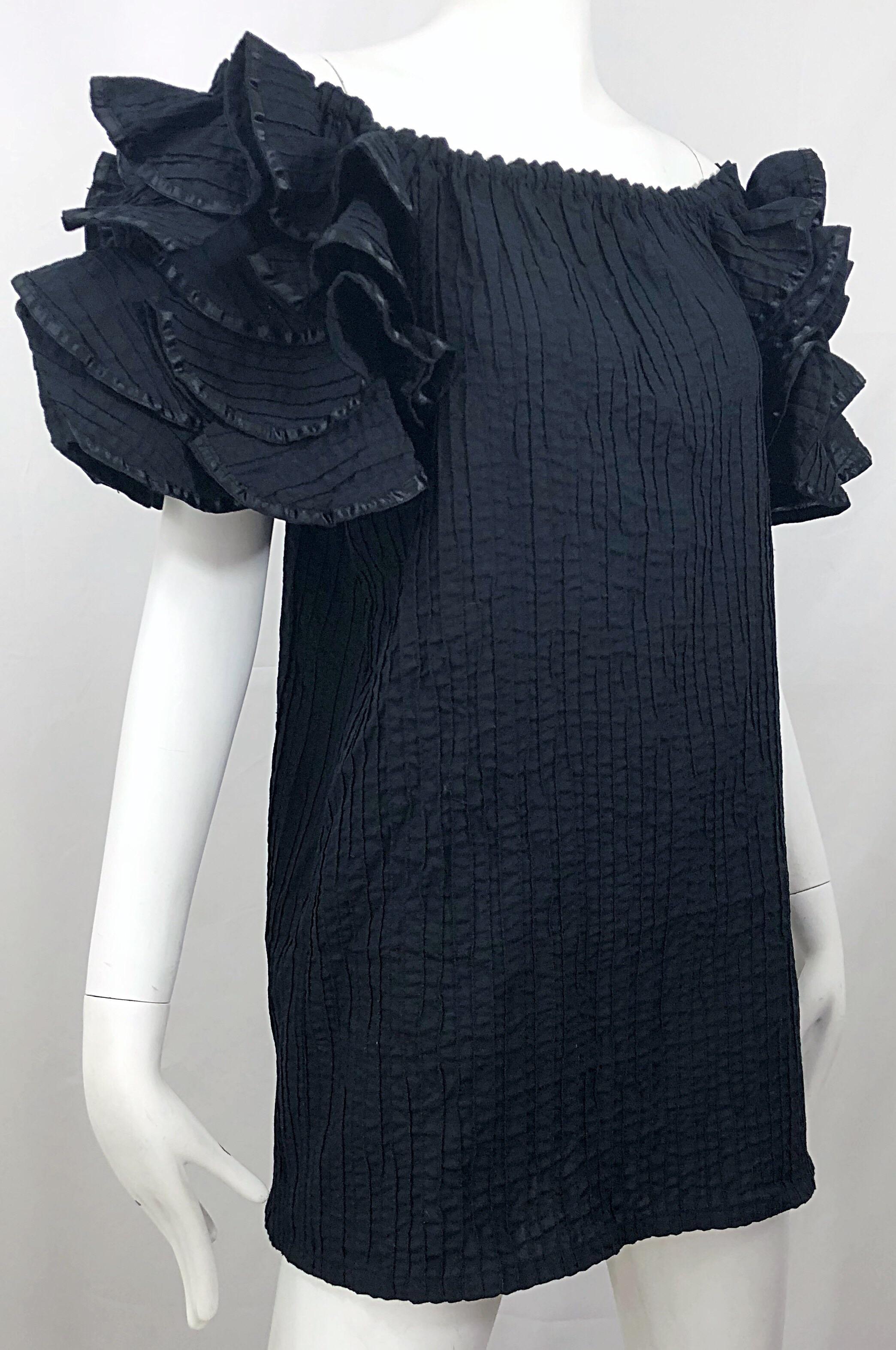 Rare Tachi Castillo for Pan American 1960s Black Mexican Cotton 60s Tunic Dress 6