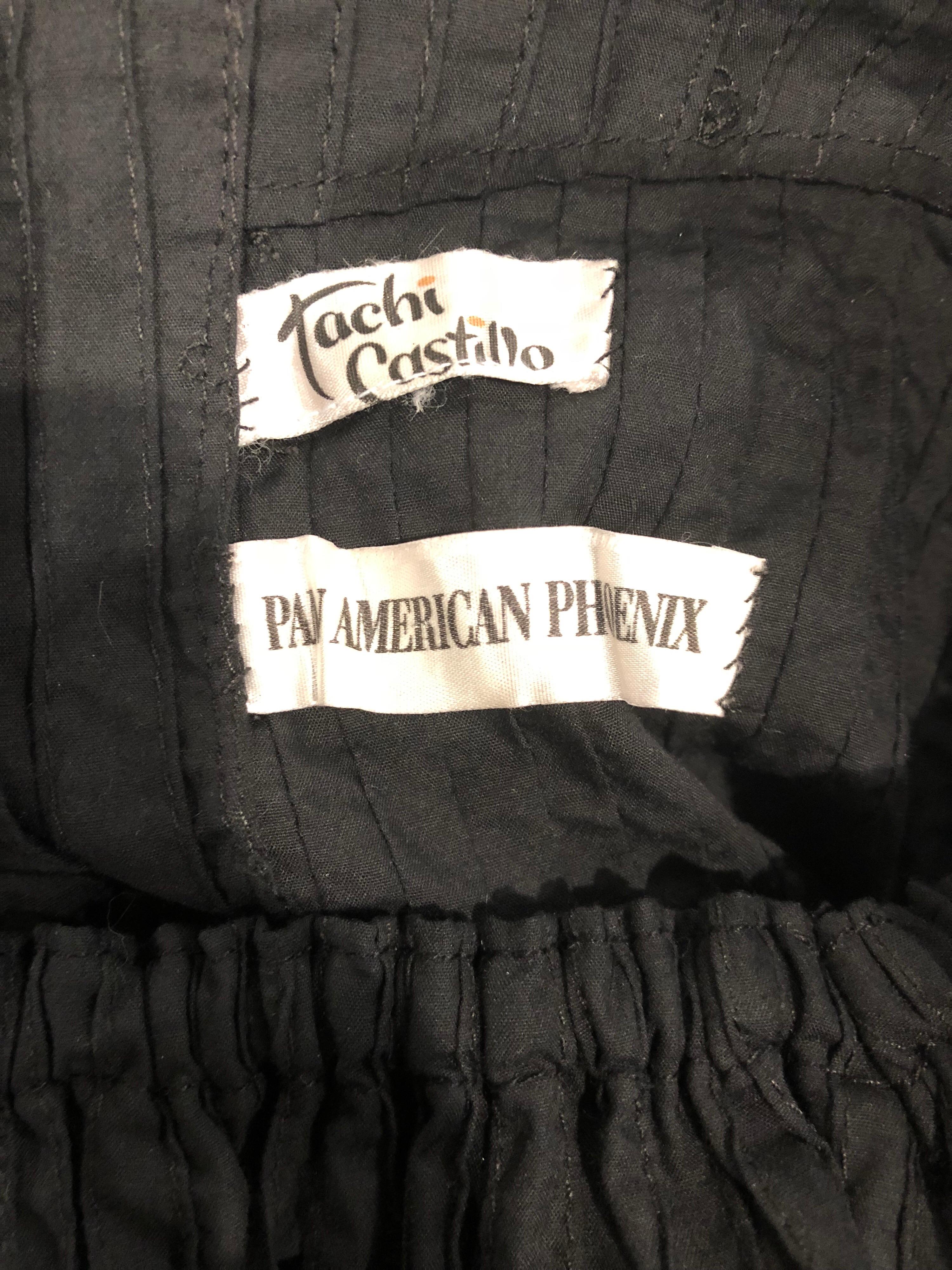Rare Tachi Castillo for Pan American 1960s Black Mexican Cotton 60s Tunic Dress 8