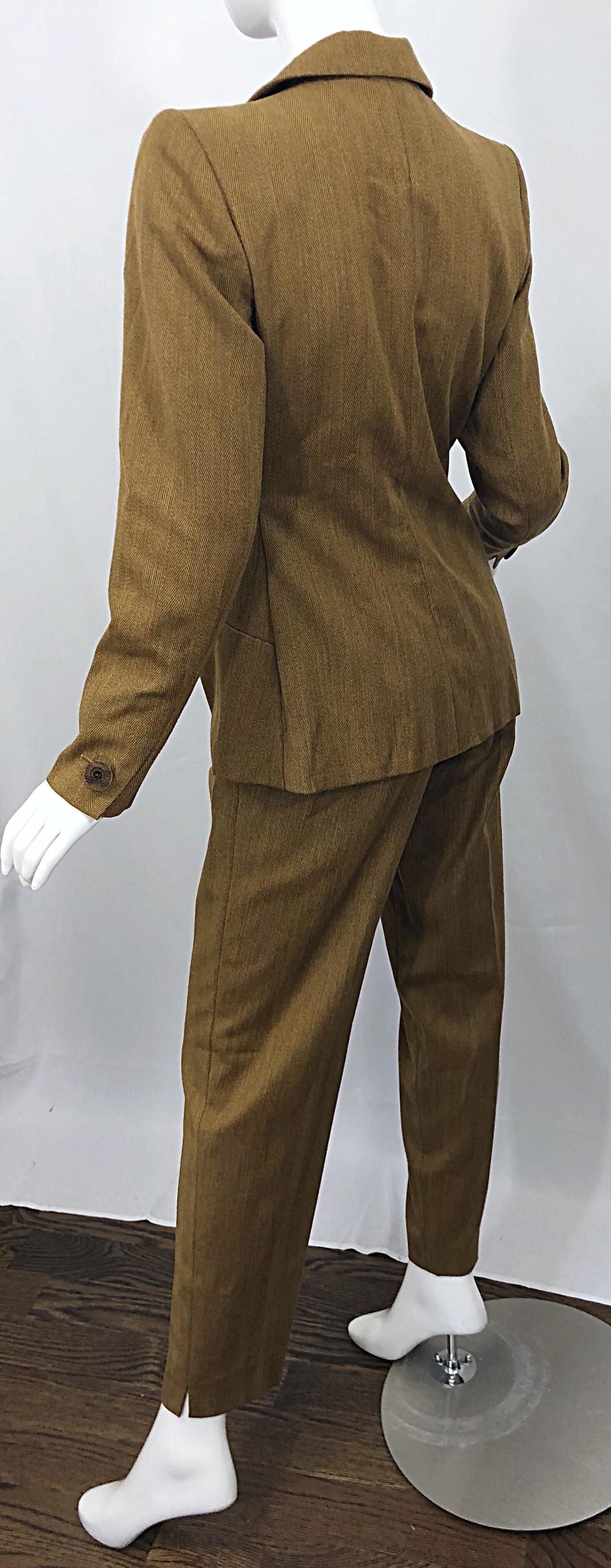 Vintage Yves Saint Laurent Größe 36 Le Smoking Kamel Braun Damen YSL Hose Anzug 5
