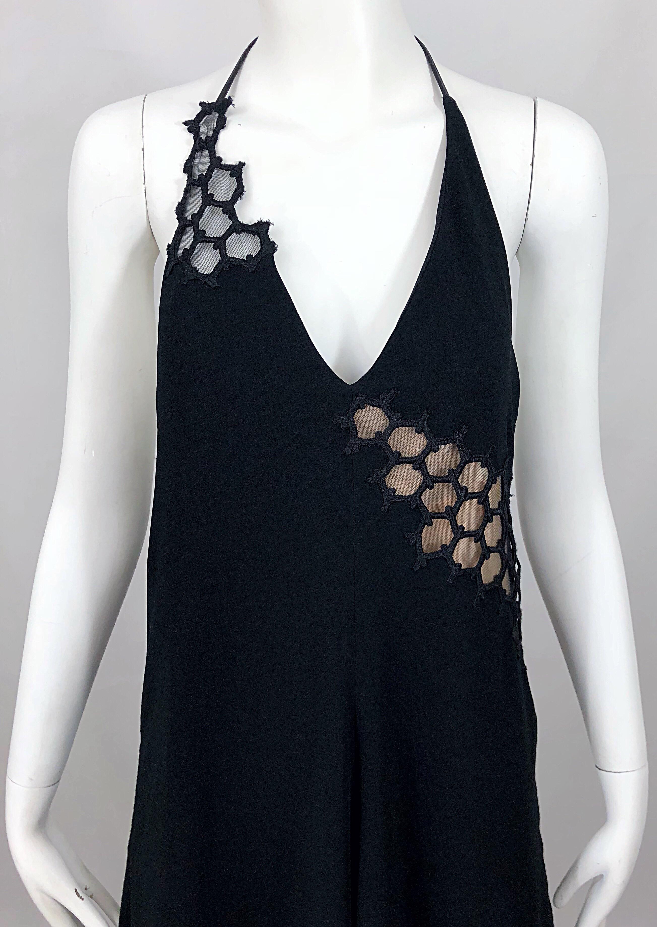 Reed Krakoff Spring 2015 Runway Size 2 / 4 Black Nude Cut Out Halter Dress In Excellent Condition For Sale In San Diego, CA