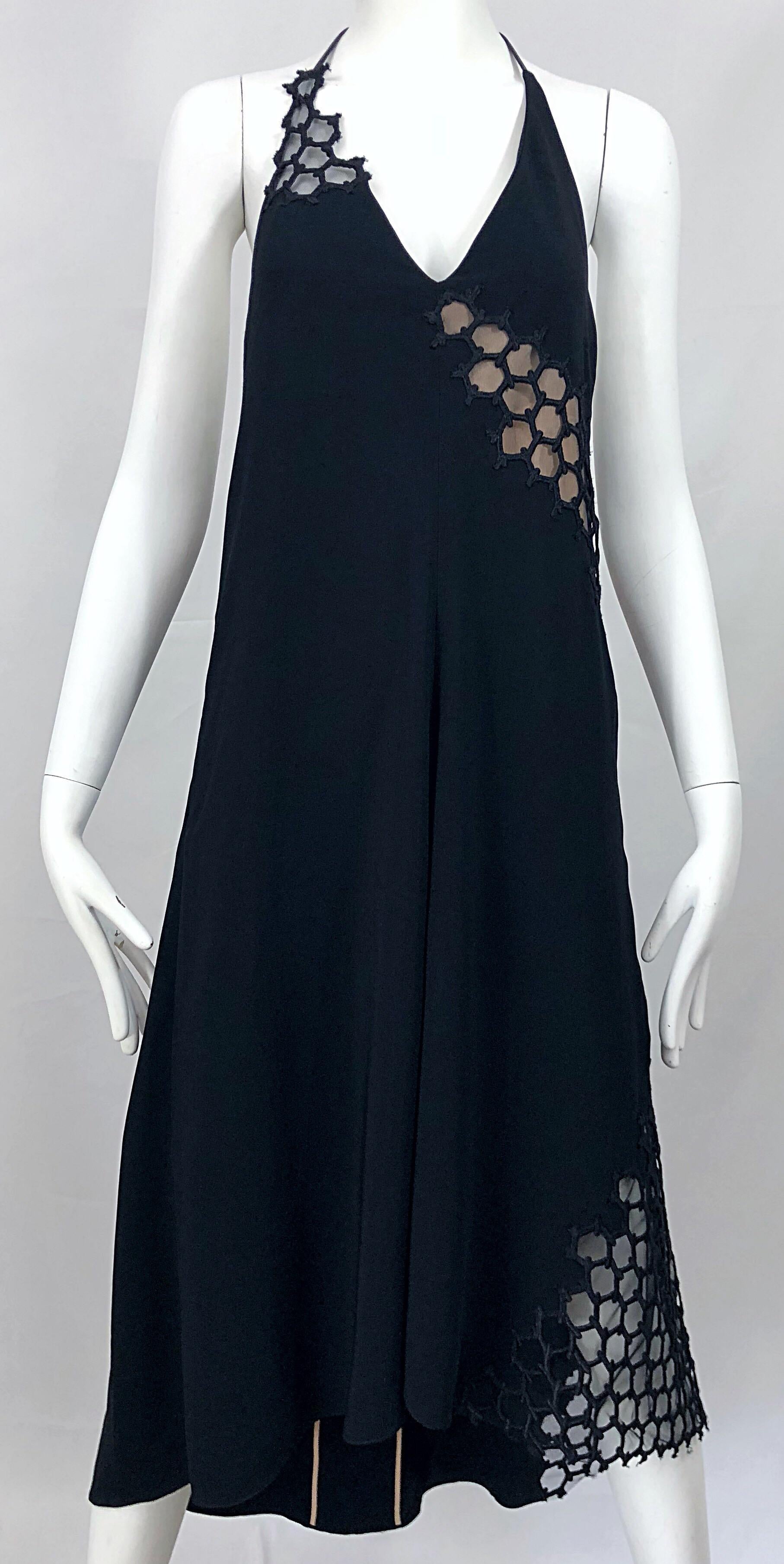 Reed Krakoff Spring 2015 Runway Size 2 / 4 Black Nude Cut Out Halter Dress For Sale 6