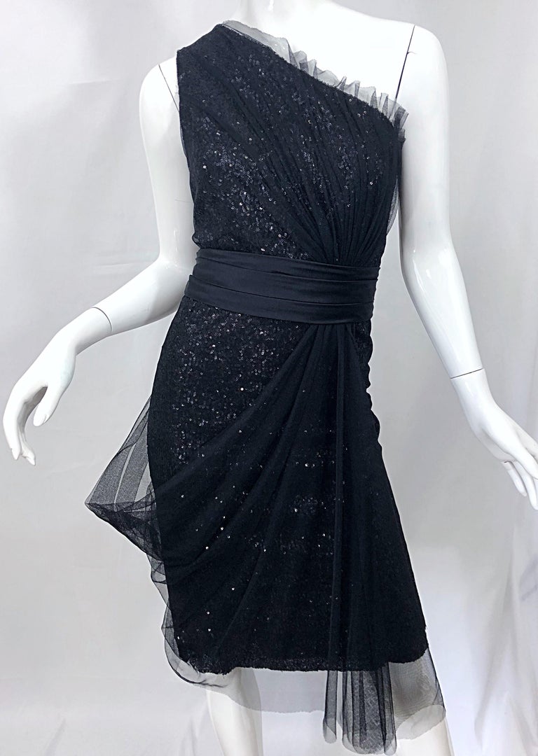 Vintage Liancarlo Couture Size 12 90s Black Silk One Shoulder 1990s ...