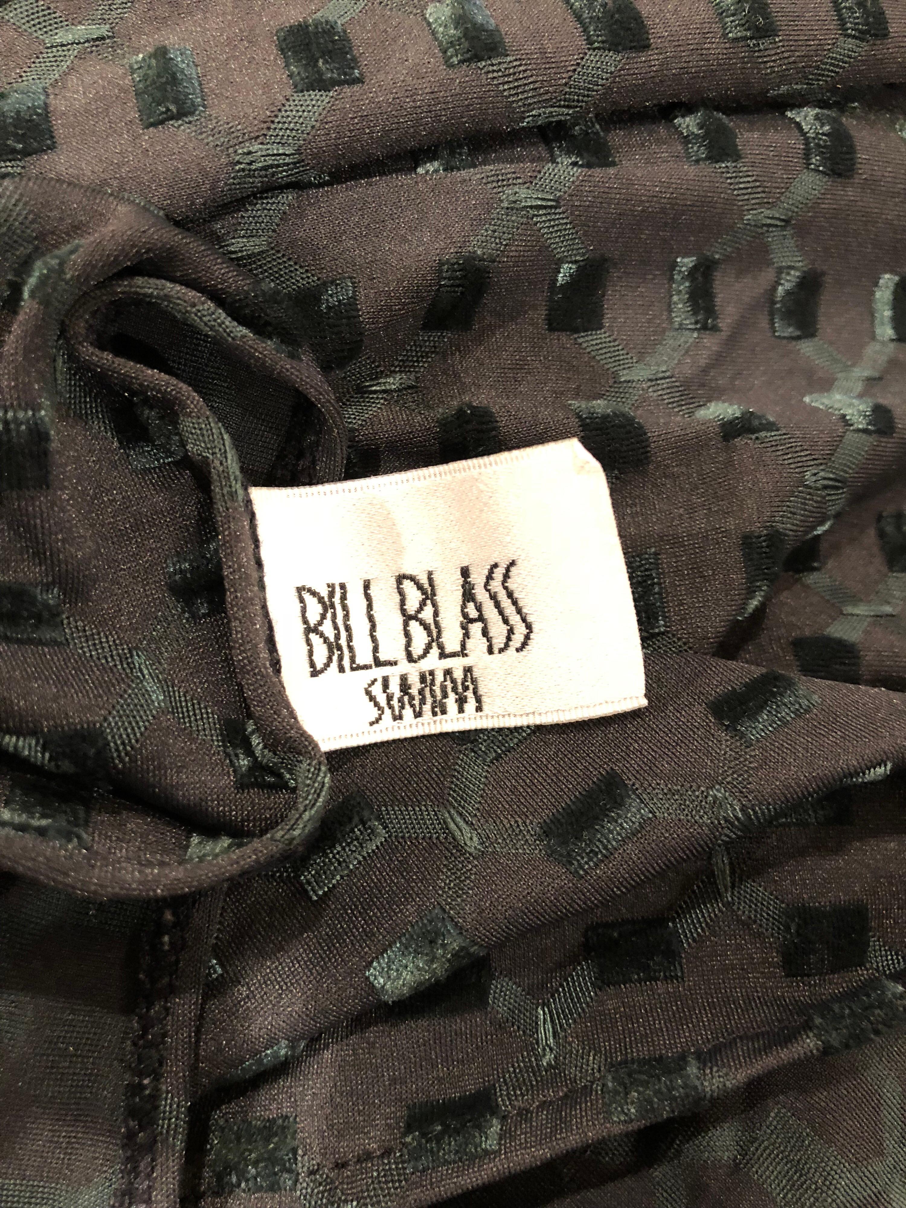 Vintage Bill Blass Swimsuit Sarong 1990 Black and Hunter Green 90s Wrap Skirt en vente 9
