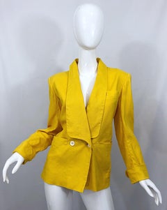Vintage Yves Saint Laurent 1970s Canary Yellow Double Breasted 70s Jacket Blazer