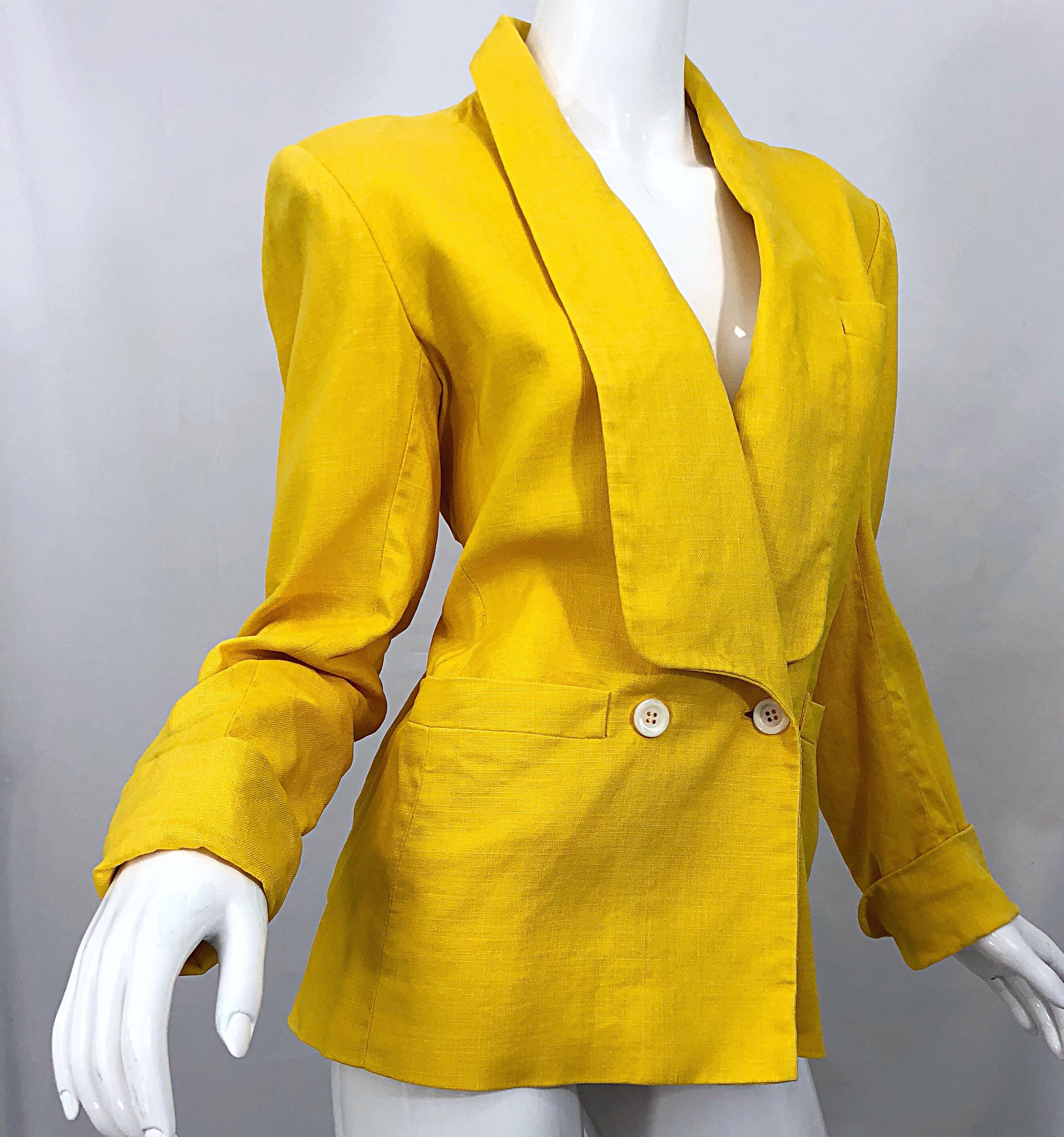 Vintage Yves Saint Laurent 1970s Canary Yellow Double Breasted 70s ...