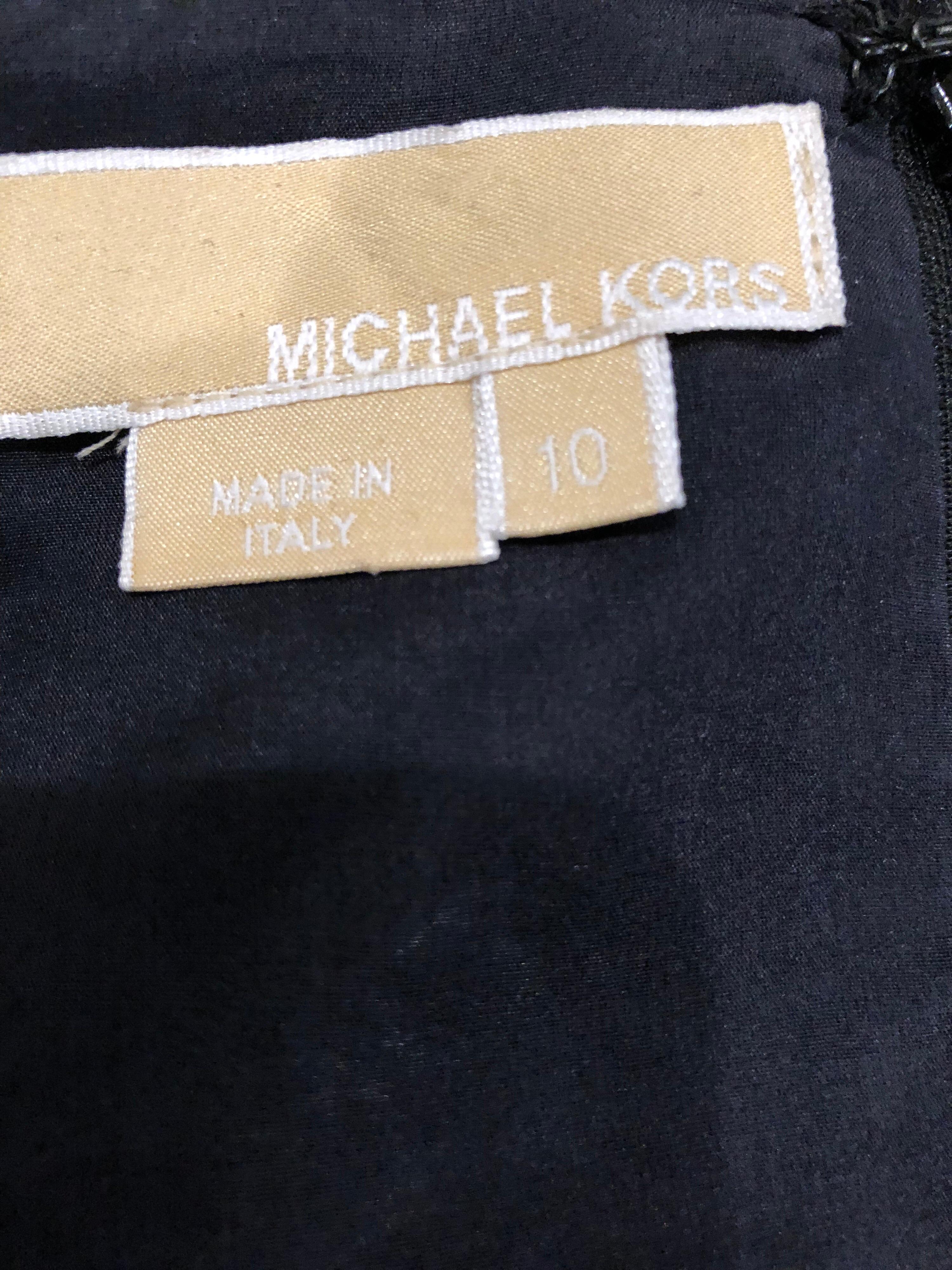 New Michael Kors Collection Size 10 Cotton Eyelet Little Black Sheath Dress For Sale 8