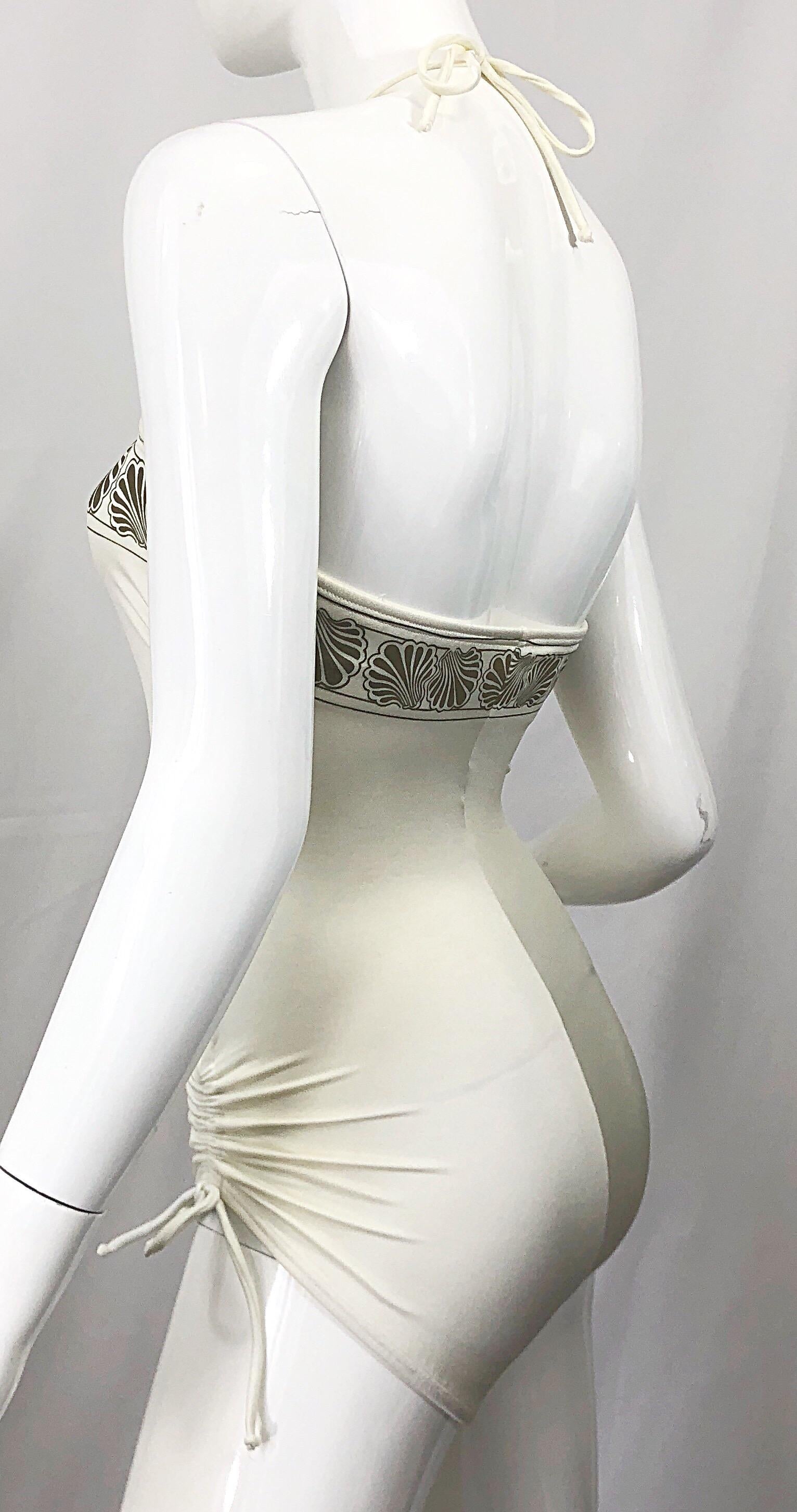 Women's 1980s Yves Saint Laurent Ivory + Gold Vintage 80s One Piece Swimsuit          For Sale