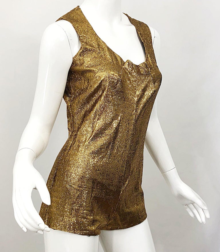 Amazing 1970s Gold Lurex Lame Disco Studio 54 Vintage 70s Romper and Cape  Jacket at 1stDibs | gold lame jumpsuit 70s, disco cape, 70s disco romper