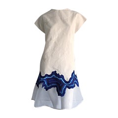 Philip Lim - Robe trapèze brodée en ivoire moiré, style années 1960, taille 10, années 2000