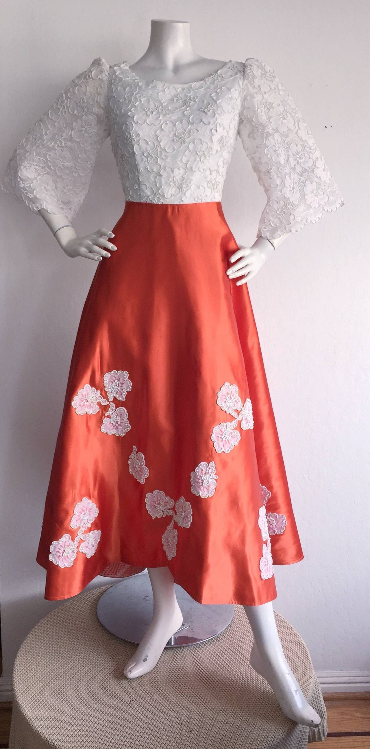 60's Vibrant Yellow Handmade Lace Bell Sleeve Dress main image 1