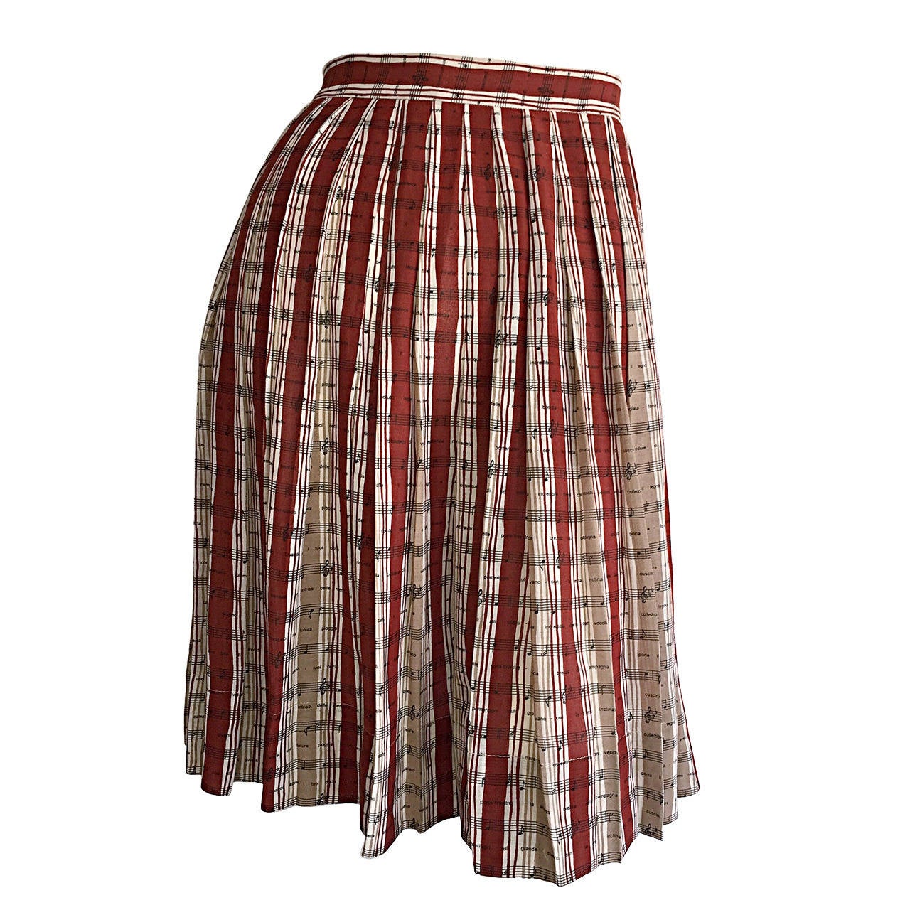 Bottega Veneta ' Music Notes ' Printed Cotton Pleated Novelty Skirt w ...