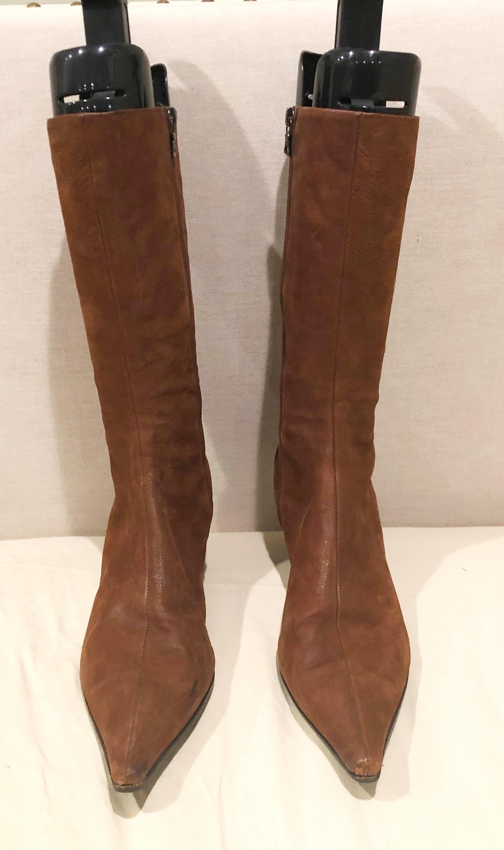 kitten heel brown boots