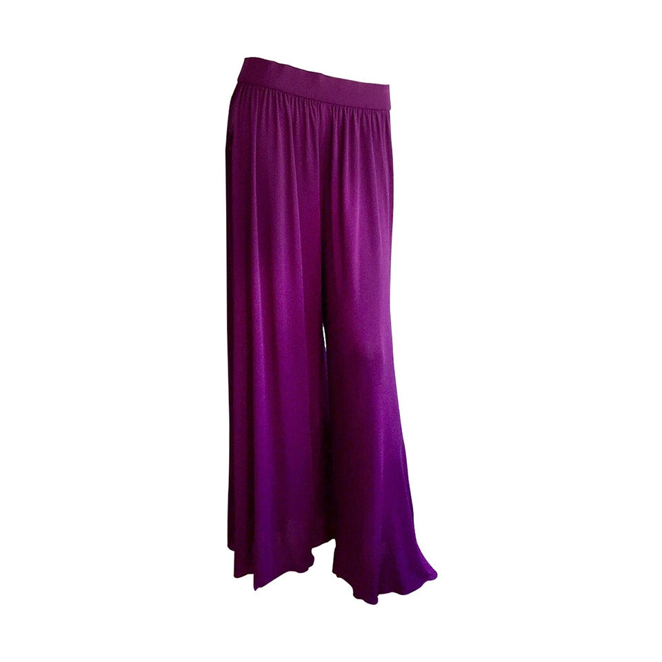 Holly's Harp Vintage Purple Violet Silk Jersey Palazzo Pants