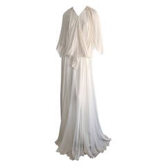 Ethereal Vintage Holly's Harp Ivory Chiffon 3 - Piece Bohemian Wedding Gown