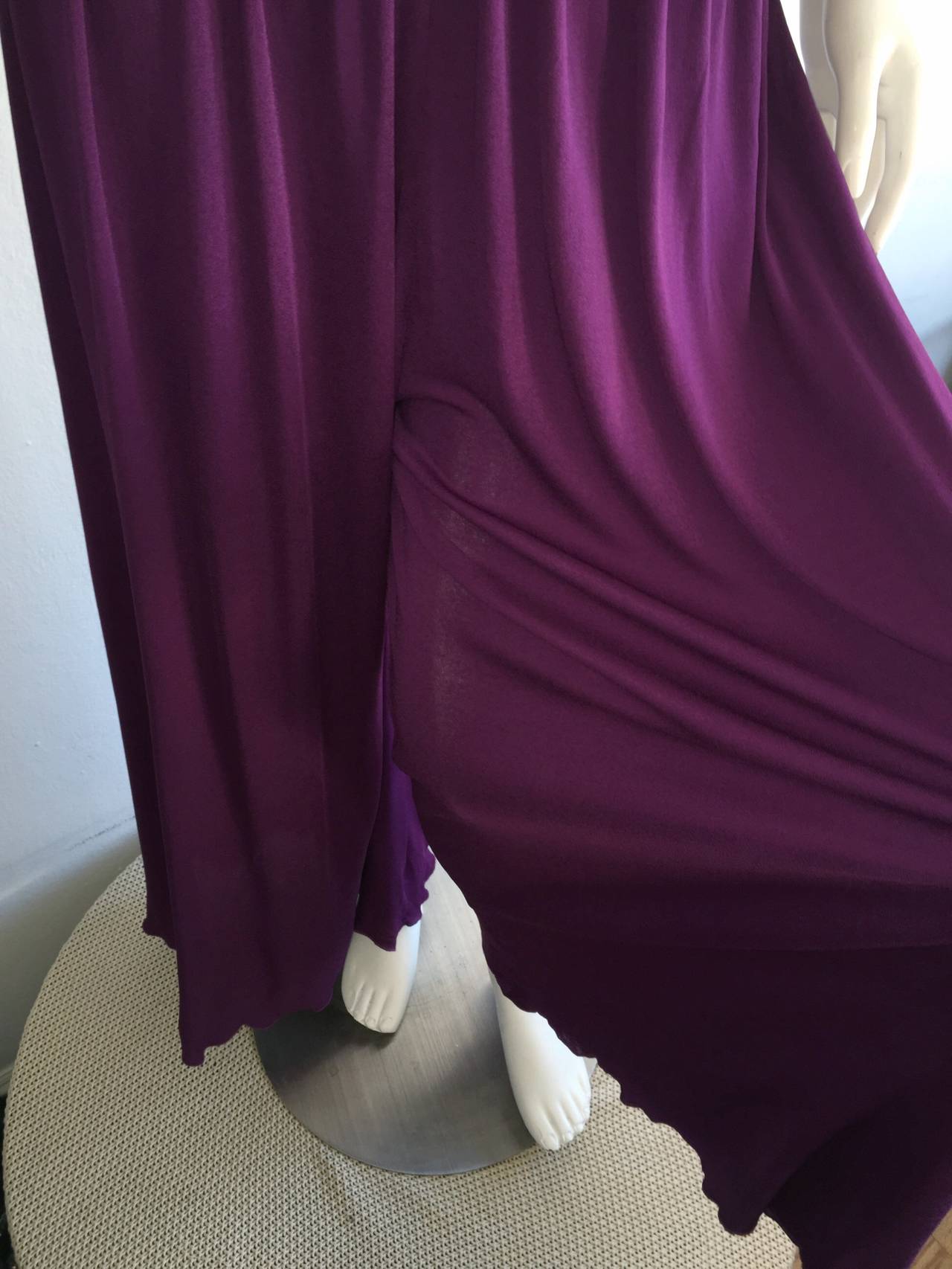 Holly's Harp Vintage Purple Violet Silk Jersey Palazzo Pants In Excellent Condition In San Diego, CA