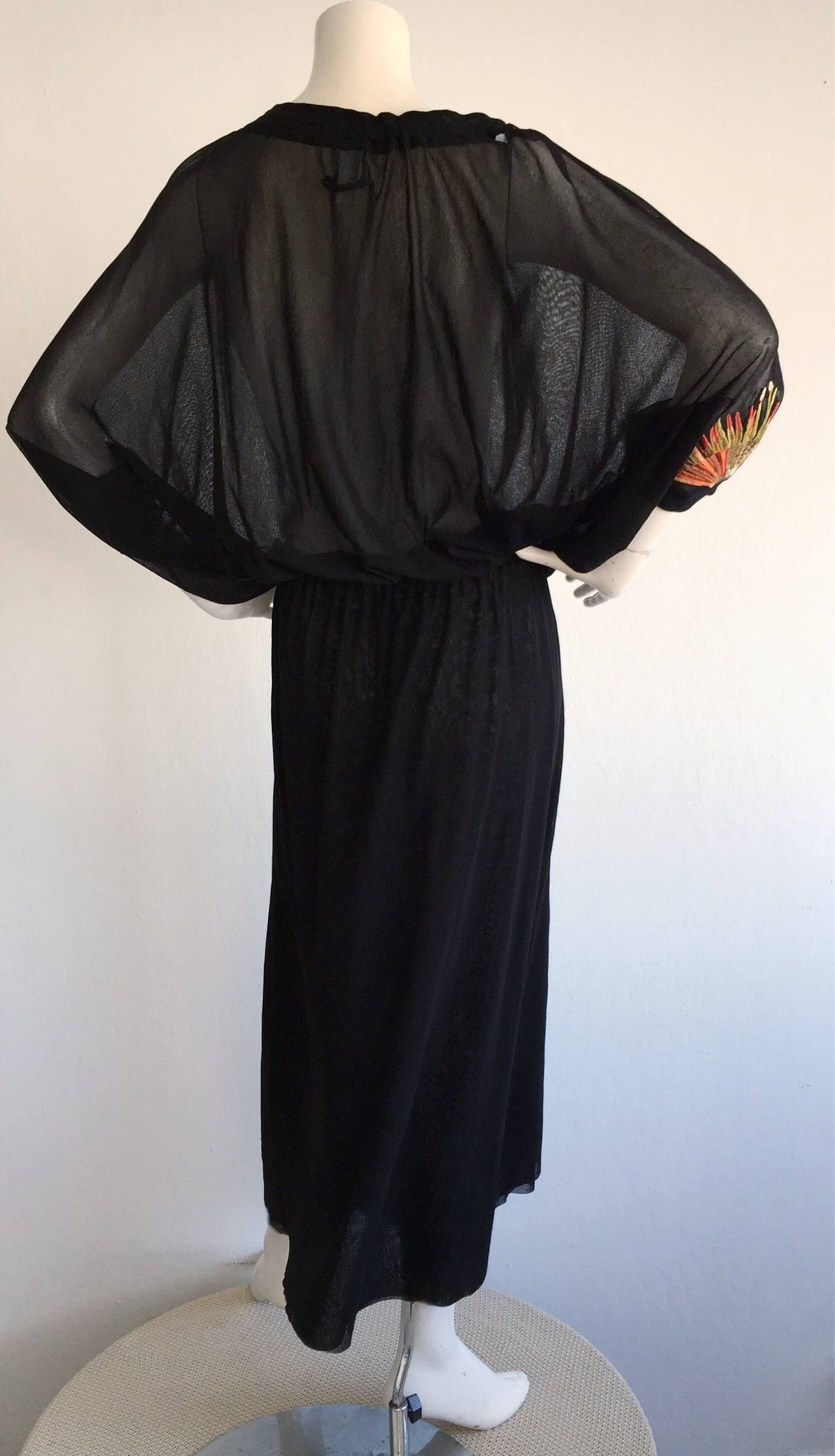 1990s Vintage Jean Paul Gaultier Black Embroidered ' Sunburst ' Caftan Dress 1