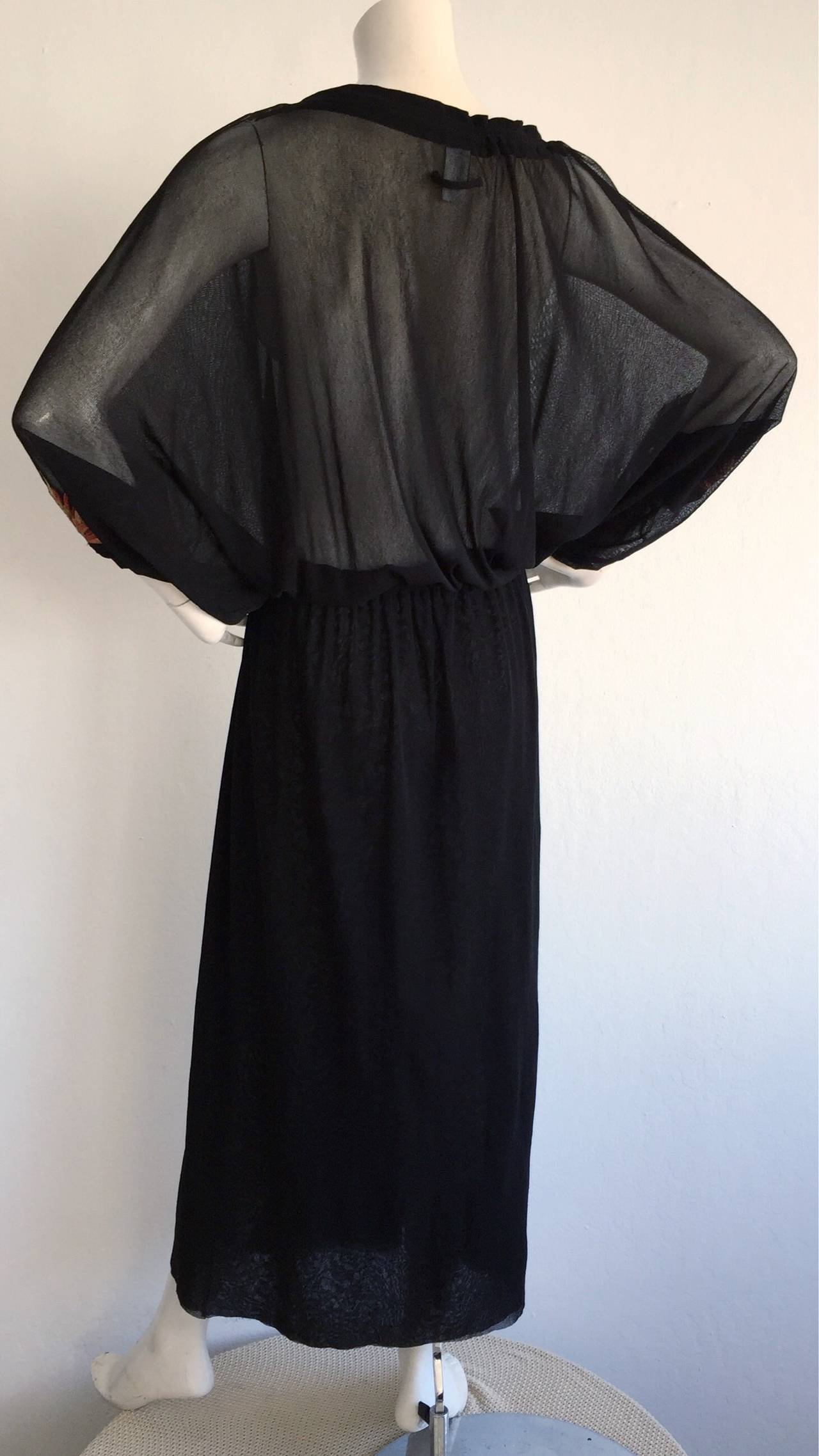 1990s Vintage Jean Paul Gaultier Black Embroidered ' Sunburst ' Caftan Dress 3