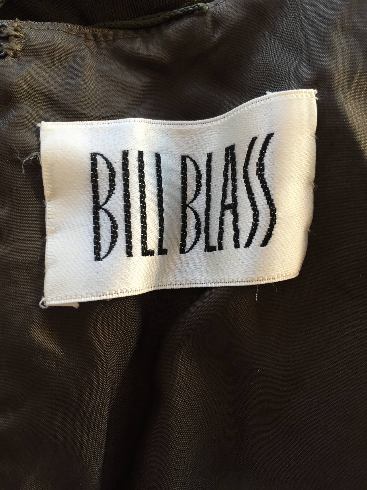 Stunning Vintage Bill Blass Green Fringe Flapper Column Gown 3