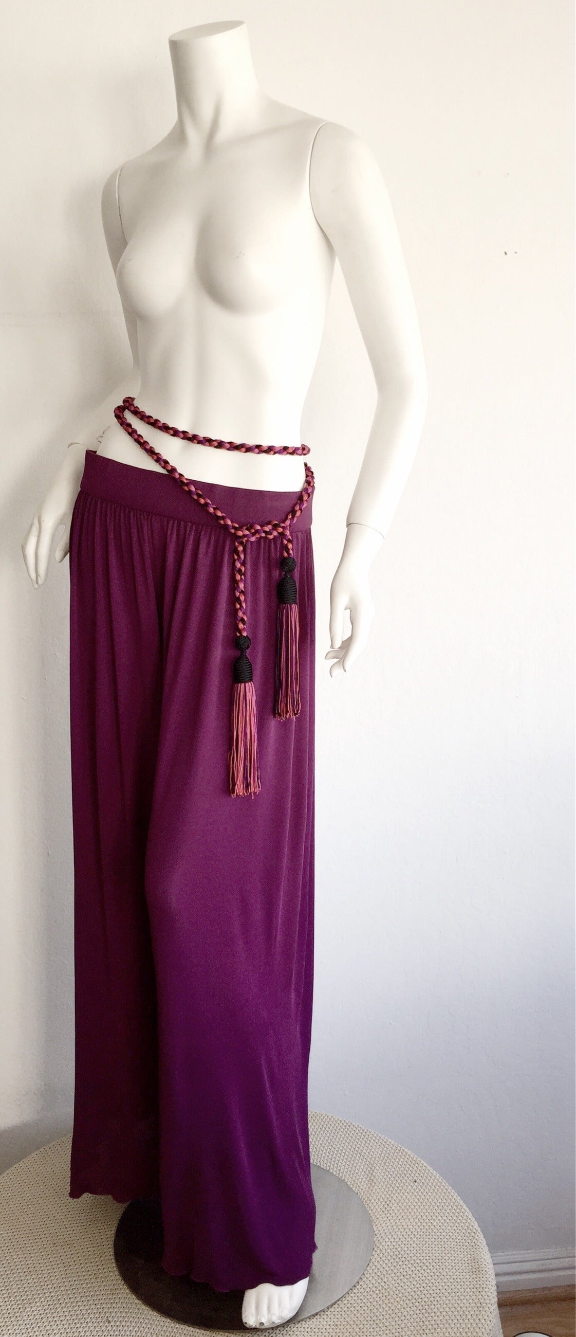 Women's Holly's Harp Vintage Purple Violet Silk Jersey Palazzo Pants