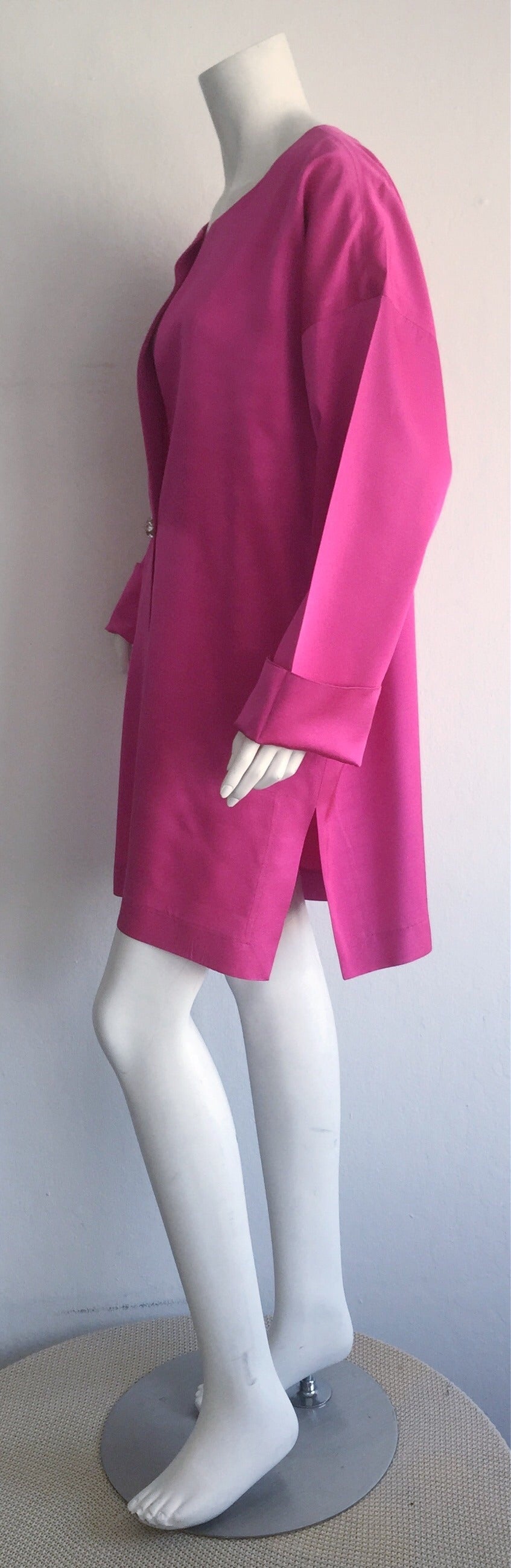 Incredible Vintage Jean Muir Hot Pink Fuchsia Silk Swing / Opera Jacket