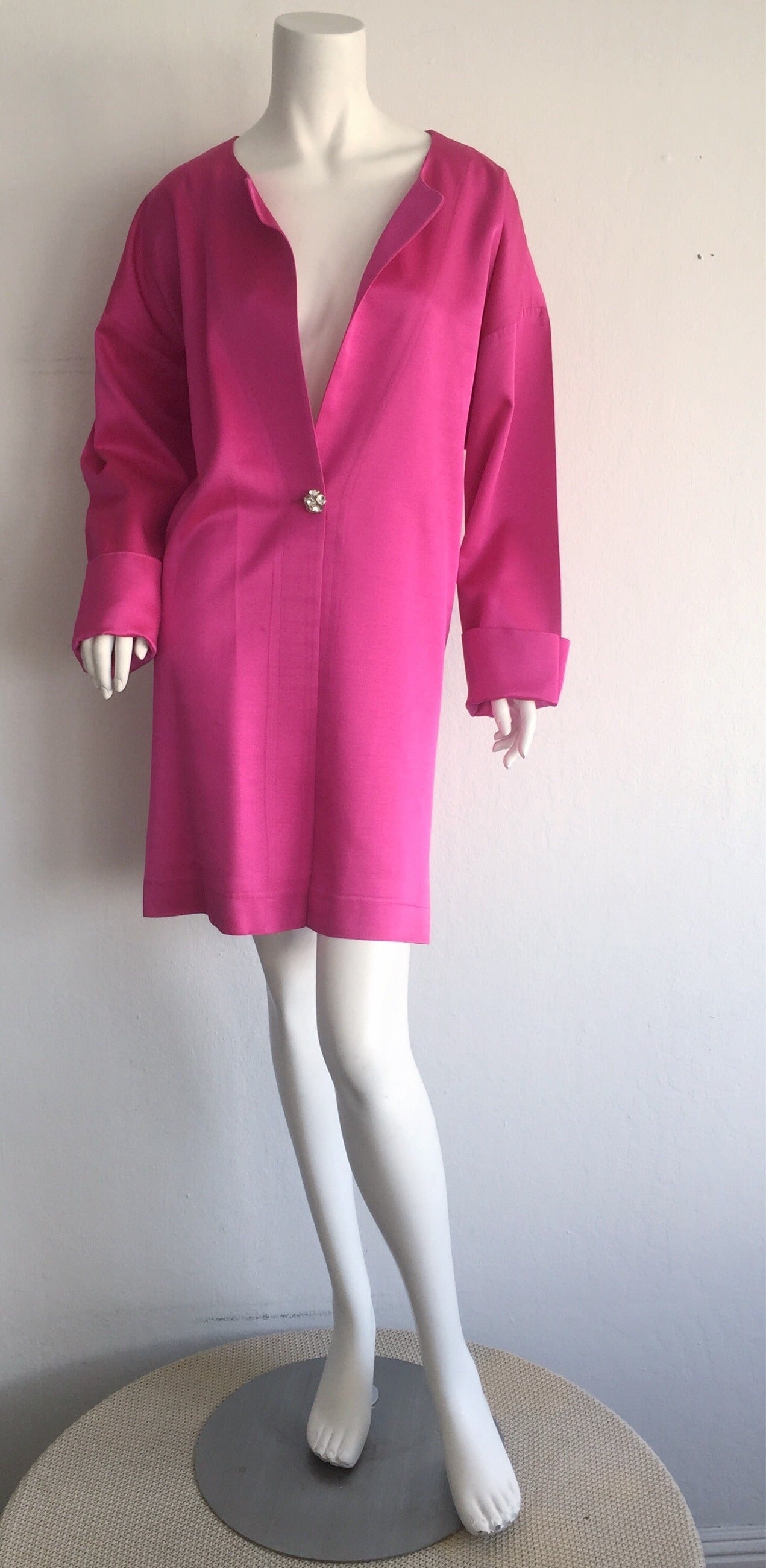 Incredible Vintage Jean Muir Hot Pink Fuchsia Silk Swing / Opera Jacket 2
