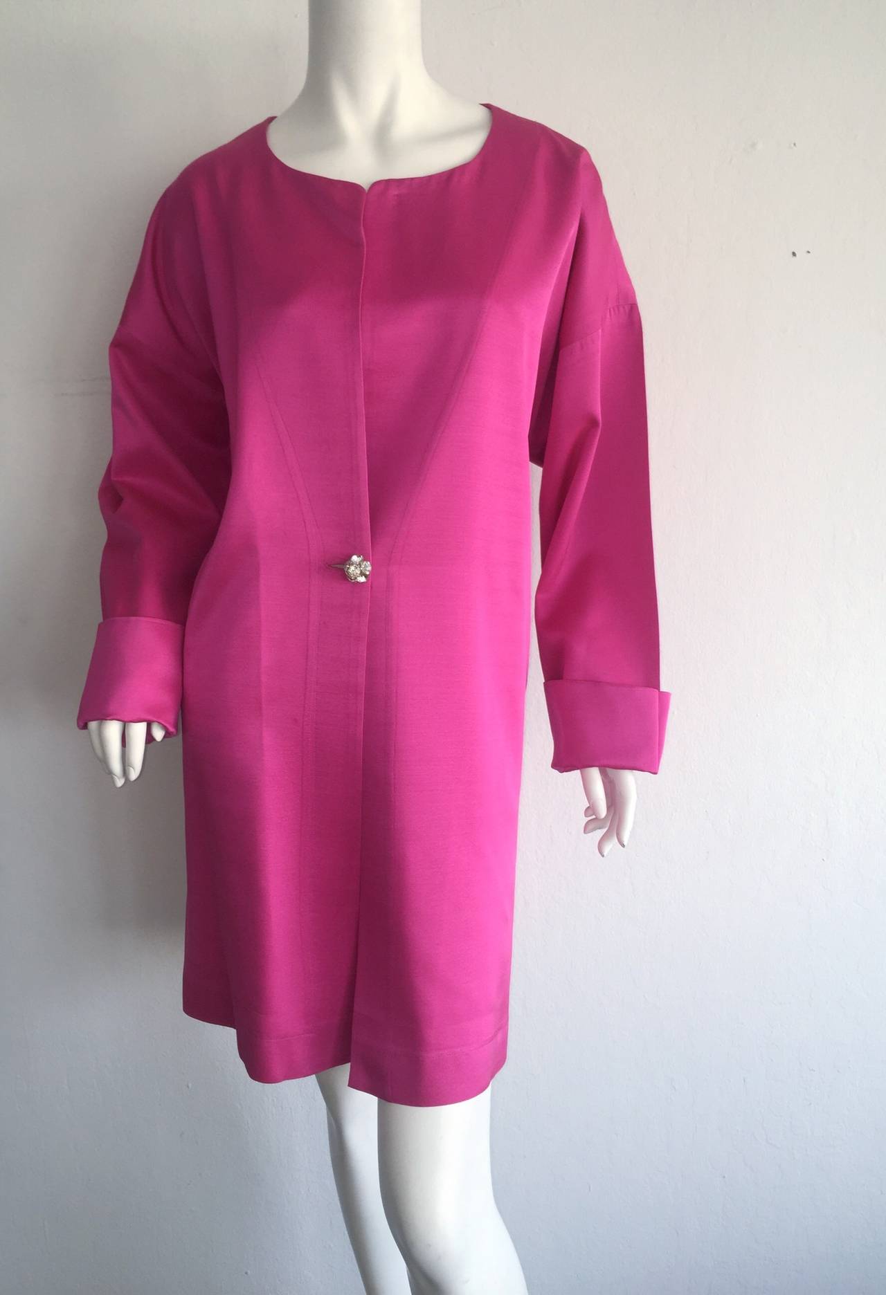 Incredible Vintage Jean Muir Hot Pink Fuchsia Silk Swing / Opera Jacket 3