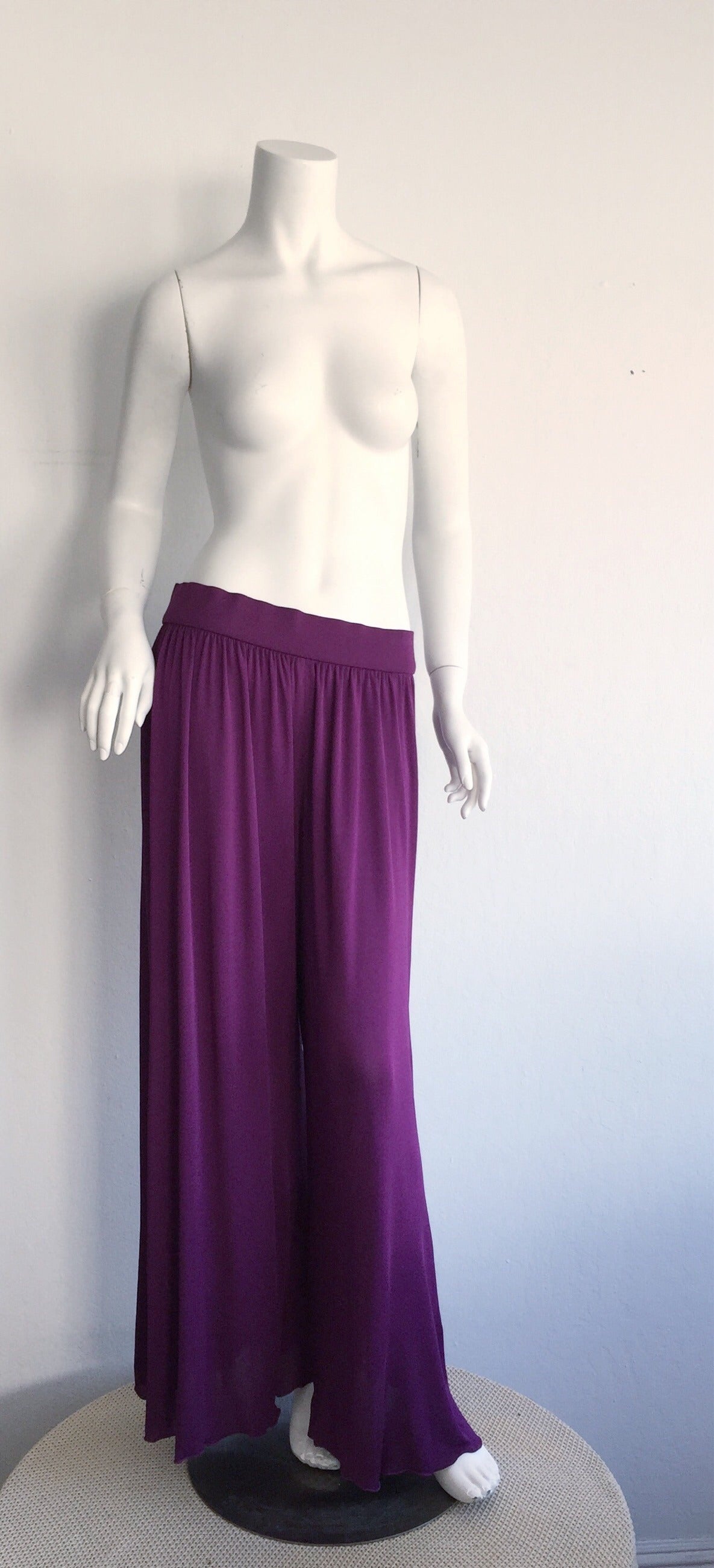 Holly's Harp Vintage Purple Violet Silk Jersey Palazzo Pants 3