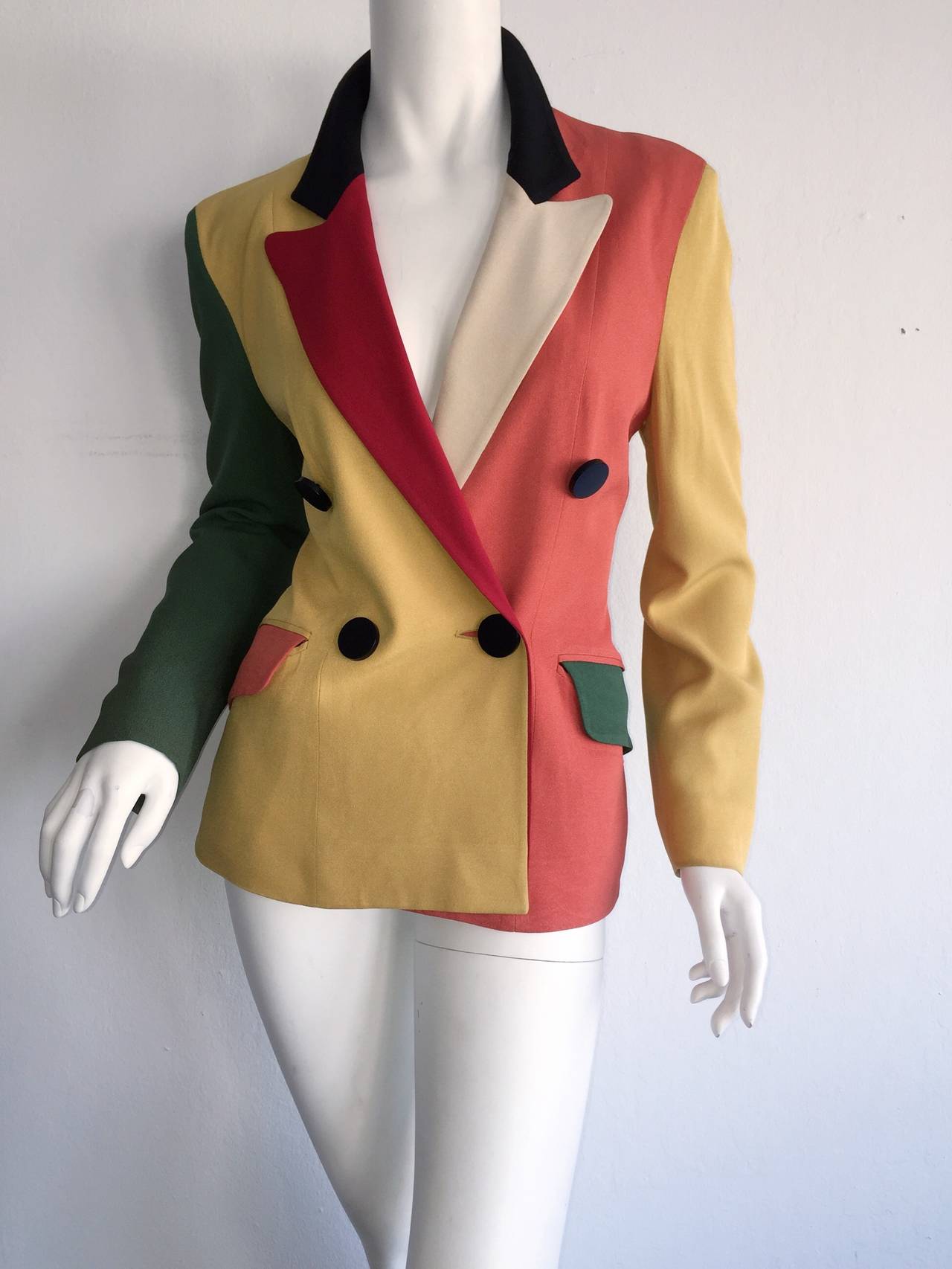 Women's Vintage Moschino ' Cheap & Chic ' Color Block Crayola Double Breasted Blazer
