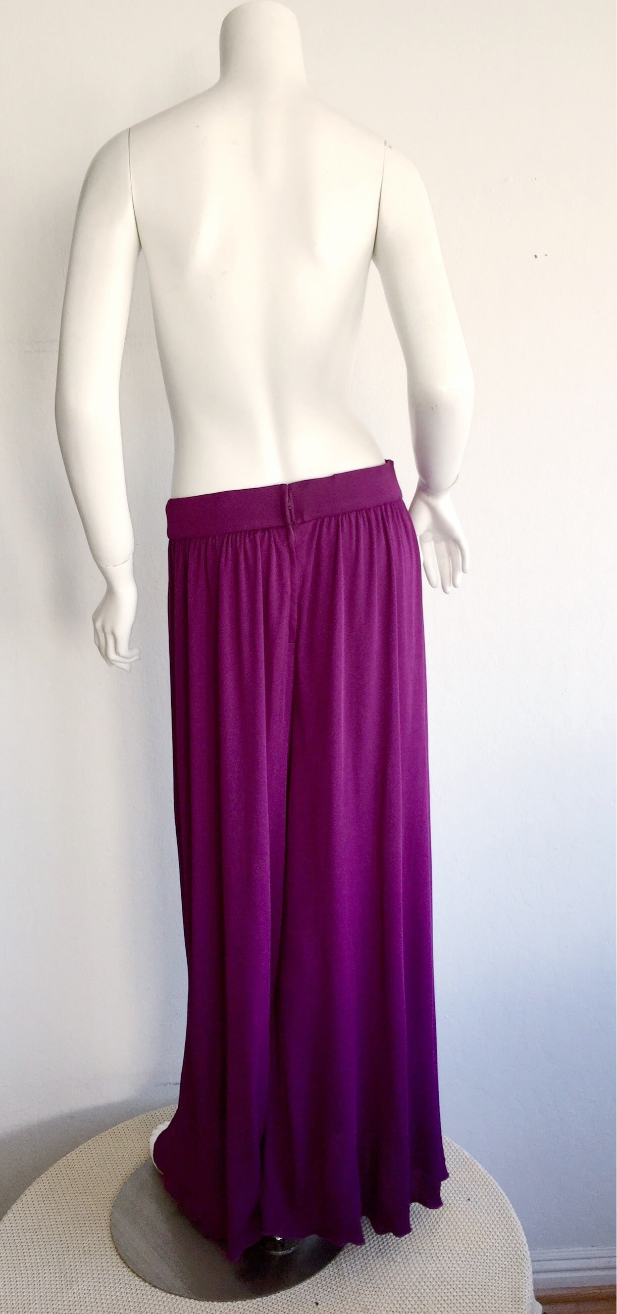 Holly's Harp Vintage Purple Violet Silk Jersey Palazzo Pants 4