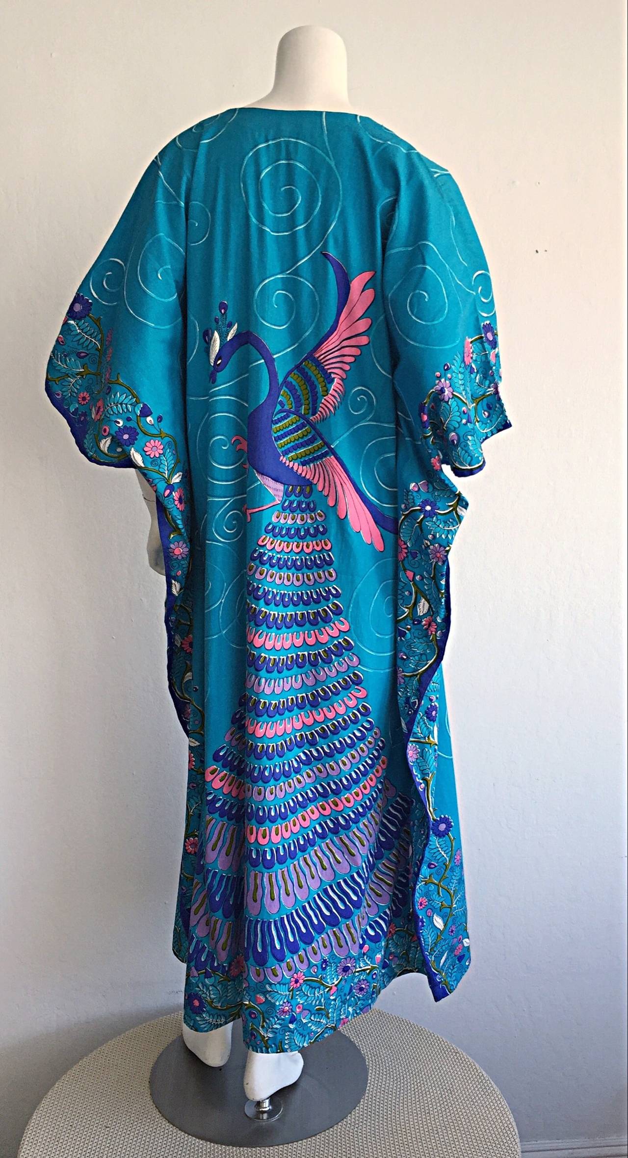 Amazing Vintage Neiman Marcus Peacock Asian Themed Colorful Cotton ...