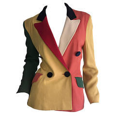 Vintage Moschino ' Cheap & Chic ' Color Block Crayola Double Breasted Blazer