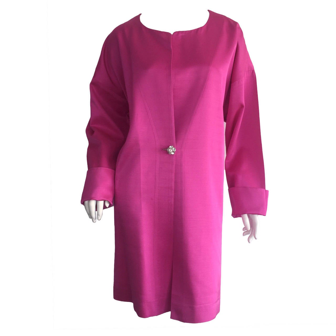 Incredible Vintage Jean Muir Hot Pink Fuchsia Silk Swing / Opera Jacket