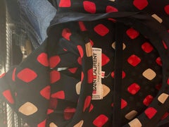 Yves Saint Laurent 1970s YSL Rive Gauche Black Red Diamond Print Silk 70s Dress