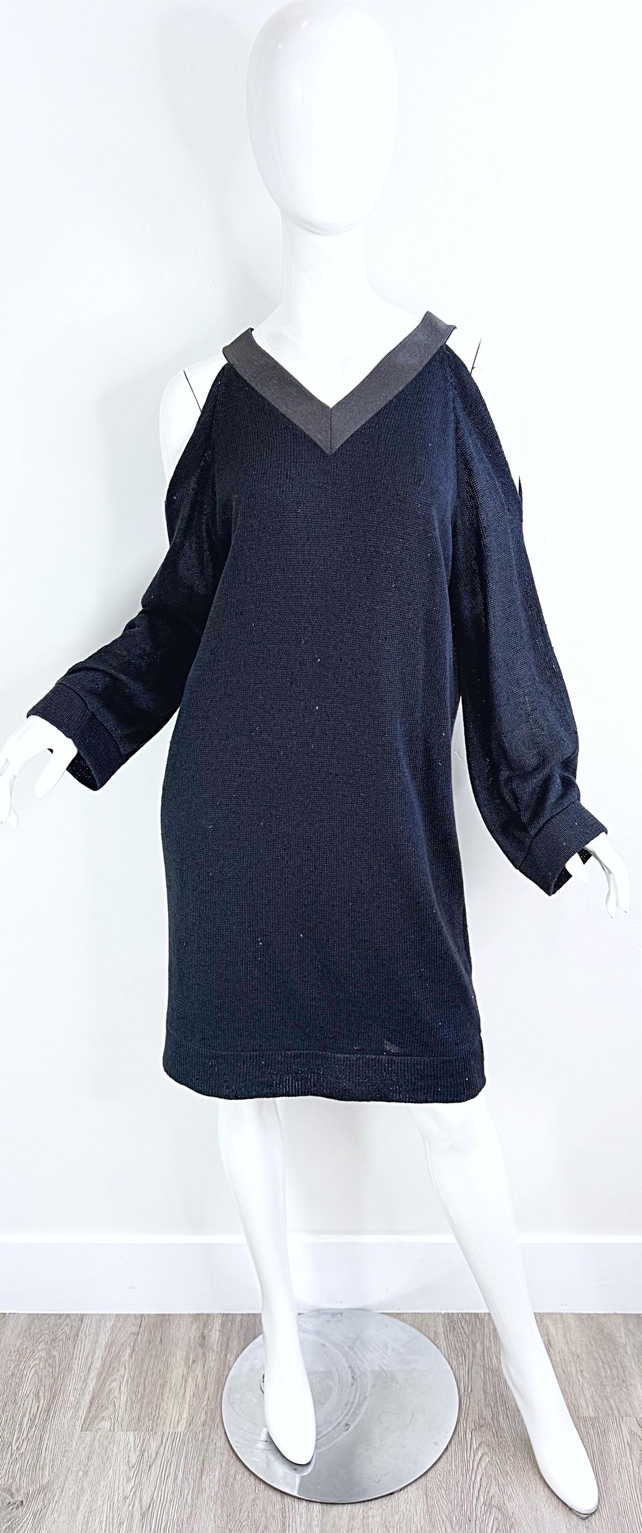Brunello Cuccinelli Pailletten Leinen Seide Kalte Schulter Tunika Pullover Kleid M im Angebot 8