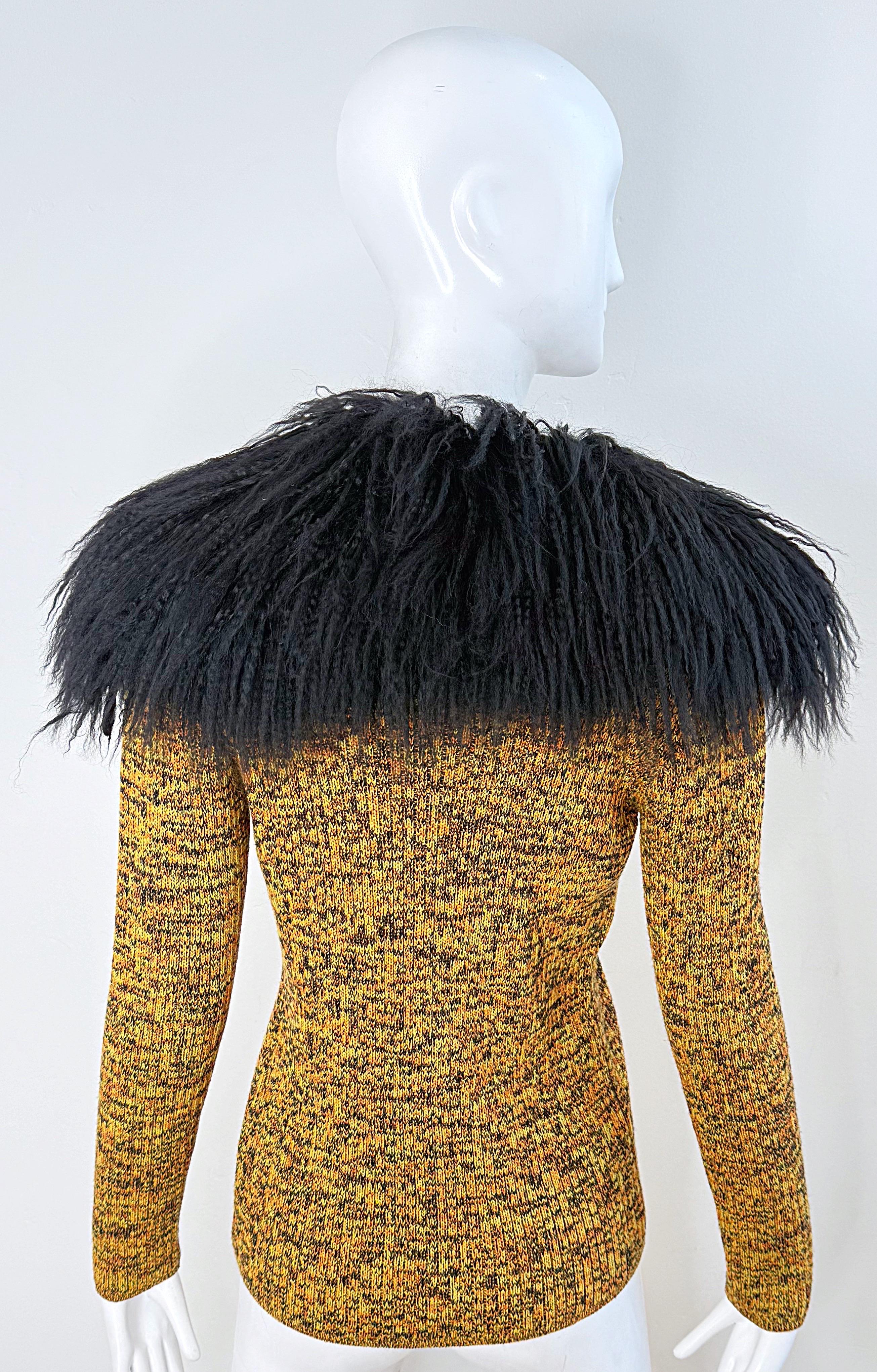 Chaqueta de punto Yves Saint Laurent de los años 70 Cuello de piel de mongol Mohair suave YSL de los años 70 en venta 14