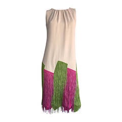 Ultra Rare Jean Louis 1960s 60s Fringe Car Wash Dress