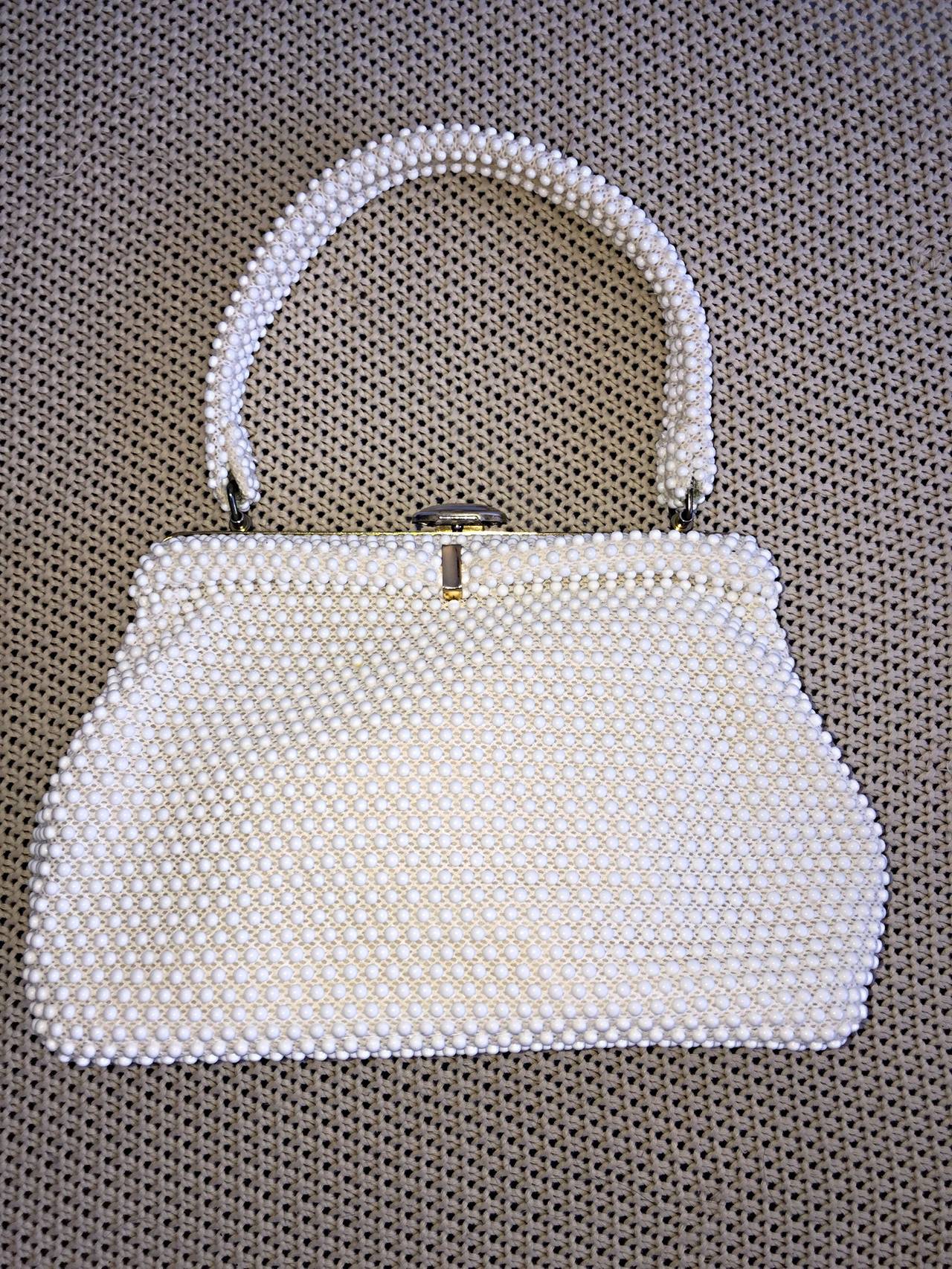 white beaded bag