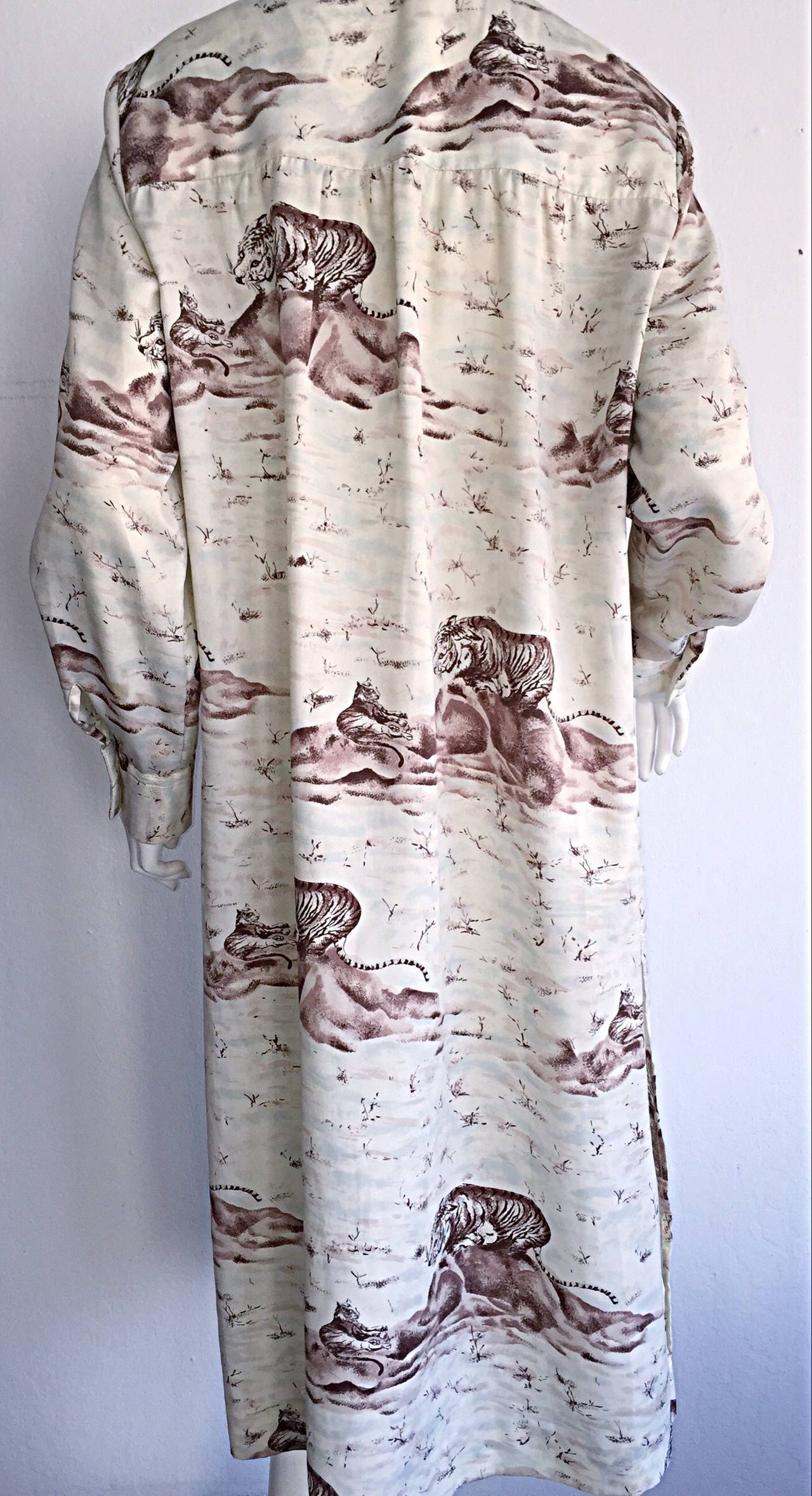 Women's Rare Vintage Jeanne Lanvin Asian / Chinese Themed Tiger Print Tunic Dress