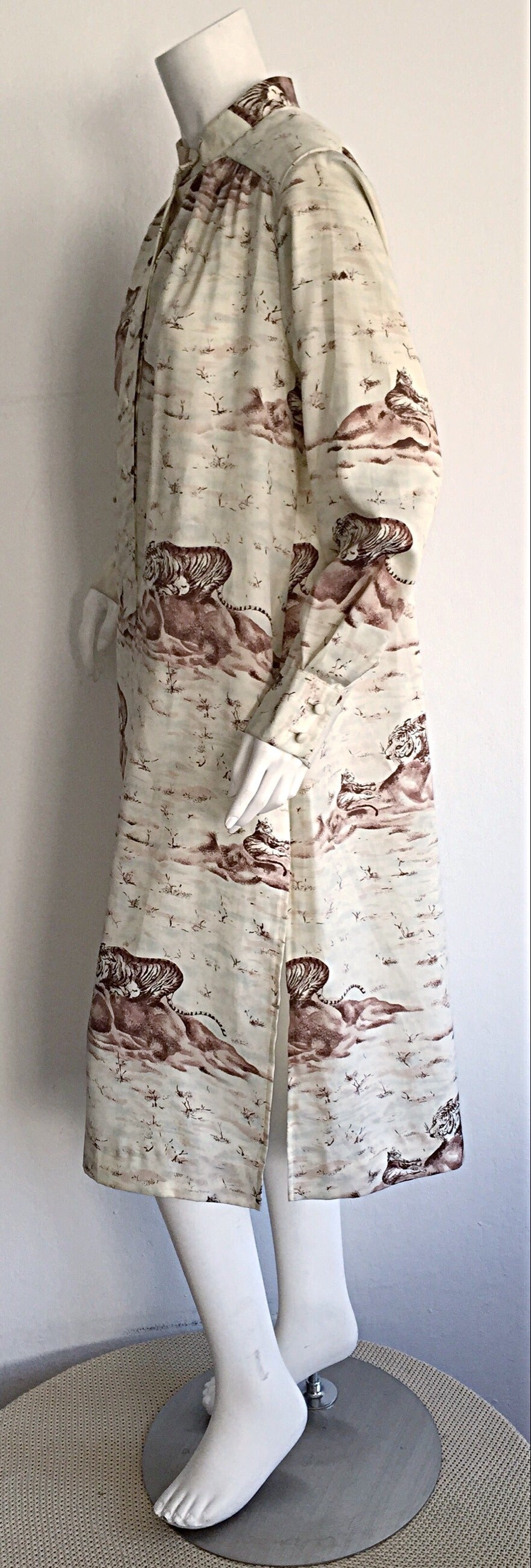 Rare Vintage Jeanne Lanvin Asian / Chinese Themed Tiger Print Tunic Dress 2