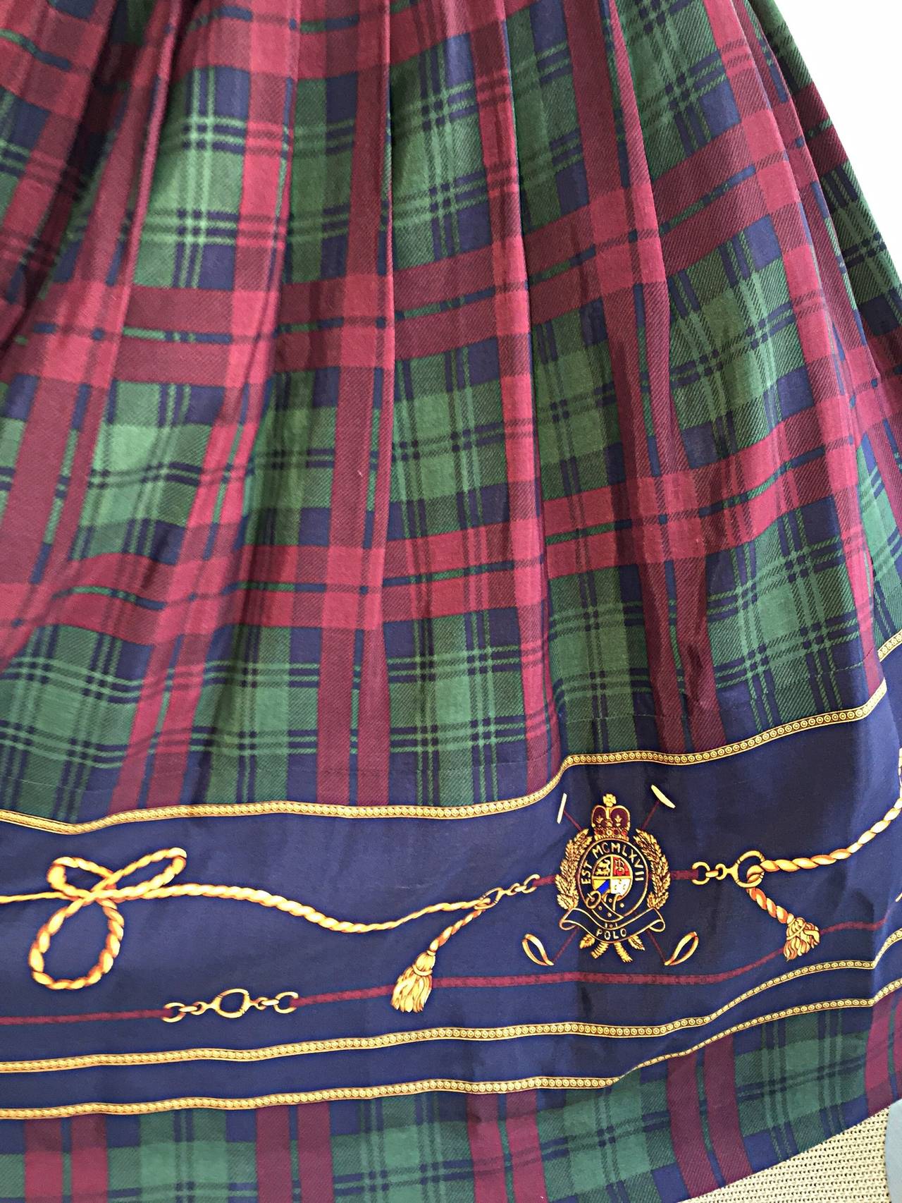 Purple Vintage Ralph Lauren ' Blue Label ' Tartan Plaid Equestrian Nautical Polo Skirt