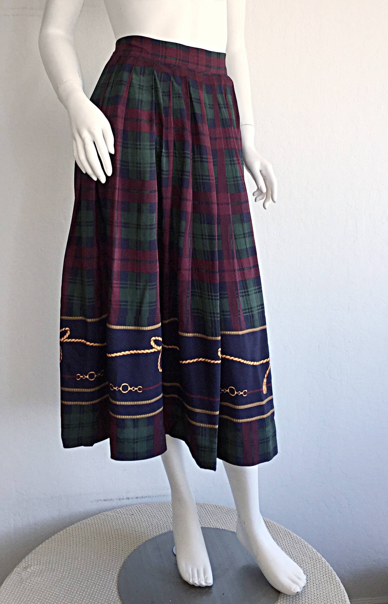 Vintage Ralph Lauren ' Blue Label ' Tartan Plaid Equestrian Nautical Polo Skirt In Excellent Condition In San Diego, CA