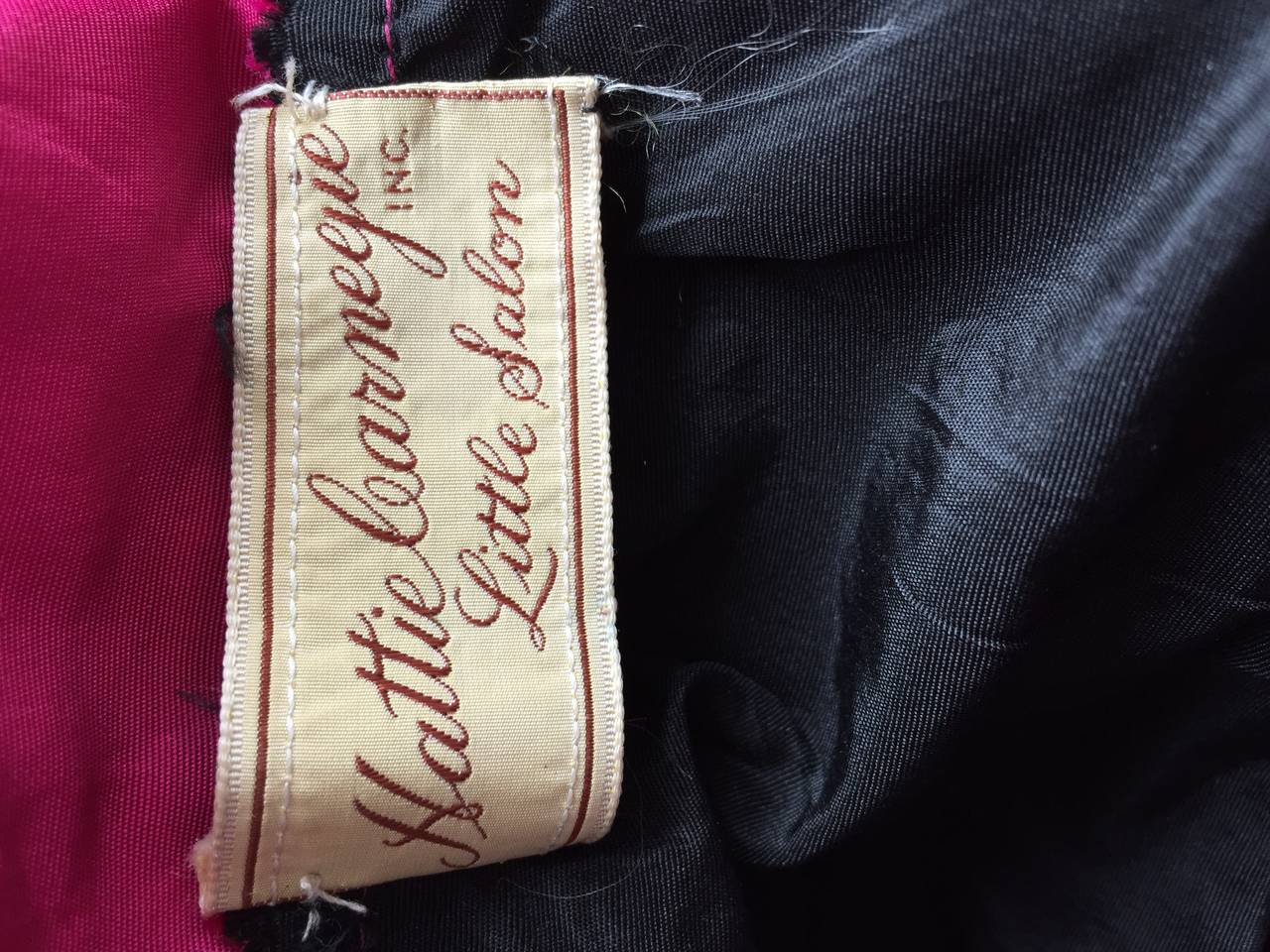 Stunning 1950s Hattie Carnegie Pink + Black Silk Taffeta Vintage Sweetheart Gown 3