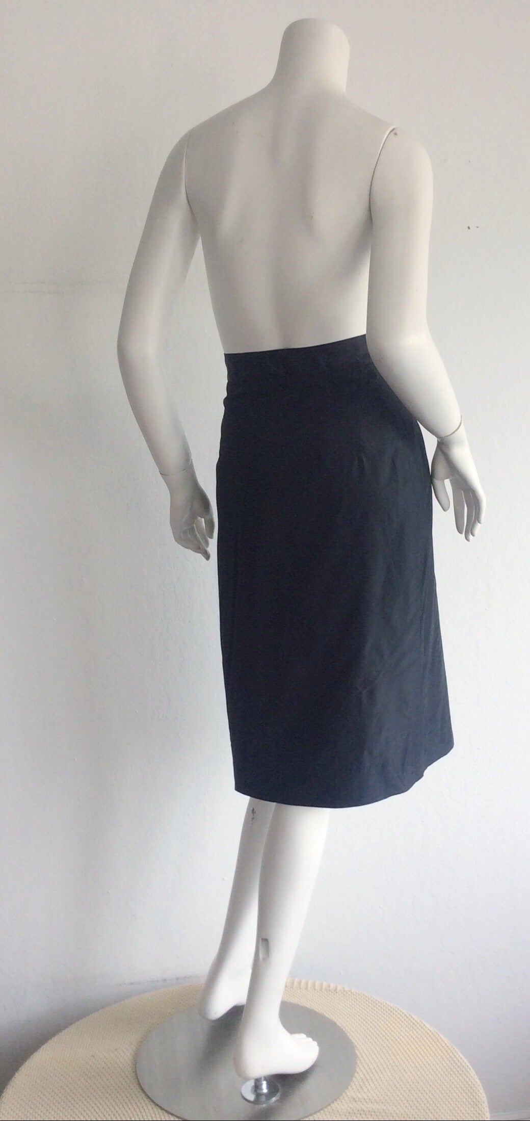 Women's 1990s Vintage Vivienne Westwood Gold Label High Waisted Black Silk Pencil Skirt