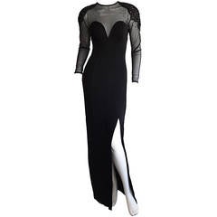 Sexy Vintage 1990s Black Cut - Out Bodycon Dress w/ Rhinestones