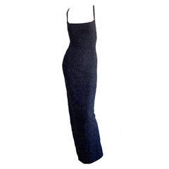 Surreal 1990s Retro Herve Leger Couture Runway Sample Beaded Bandage Dress